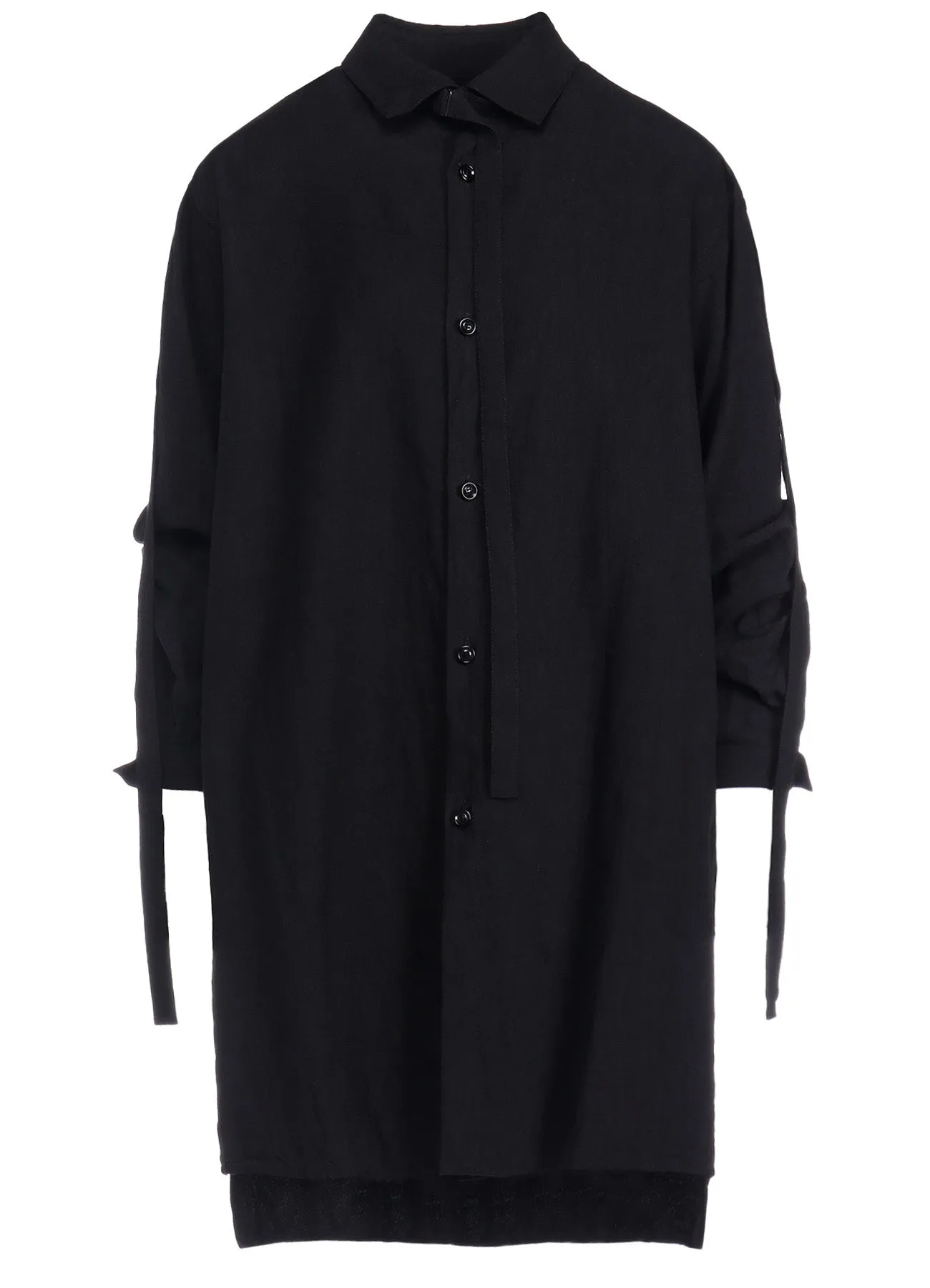 TWILL GARMENT WASH COLLAR/SLEEVE OPEN TAB BLOUSE sold by Yohji Yamamoto product image thumbnail 2