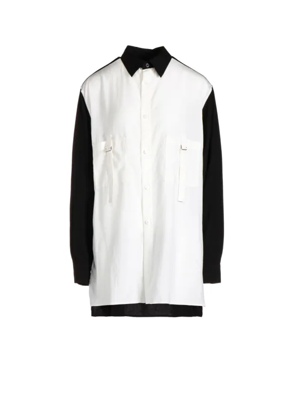 80/2 BROAD BACK TUCKED OPEN TAB BLOUSE sold by Yohji Yamamoto