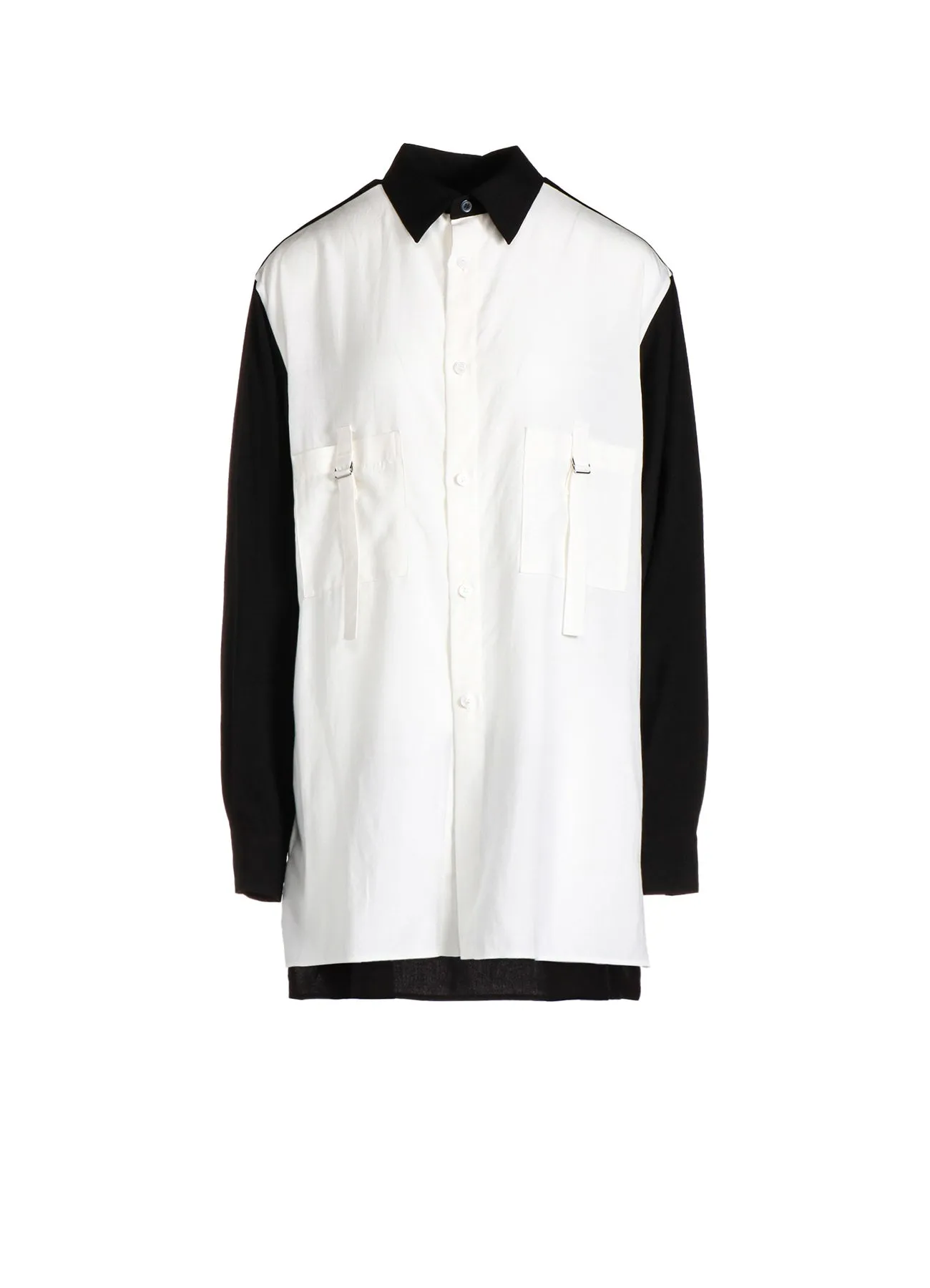 80/2 BROAD BACK TUCKED OPEN TAB BLOUSE sold by Yohji Yamamoto