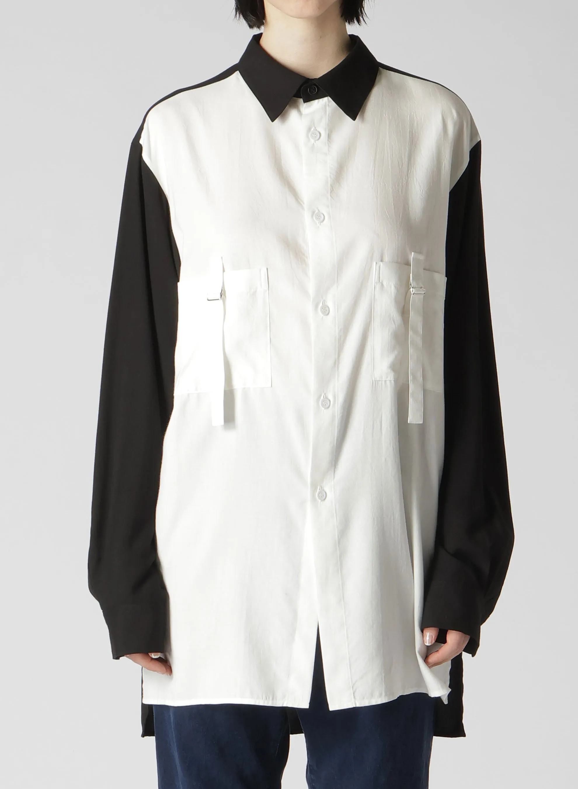 80/2 BROAD BACK TUCKED OPEN TAB BLOUSE sold by Yohji Yamamoto product image thumbnail 4