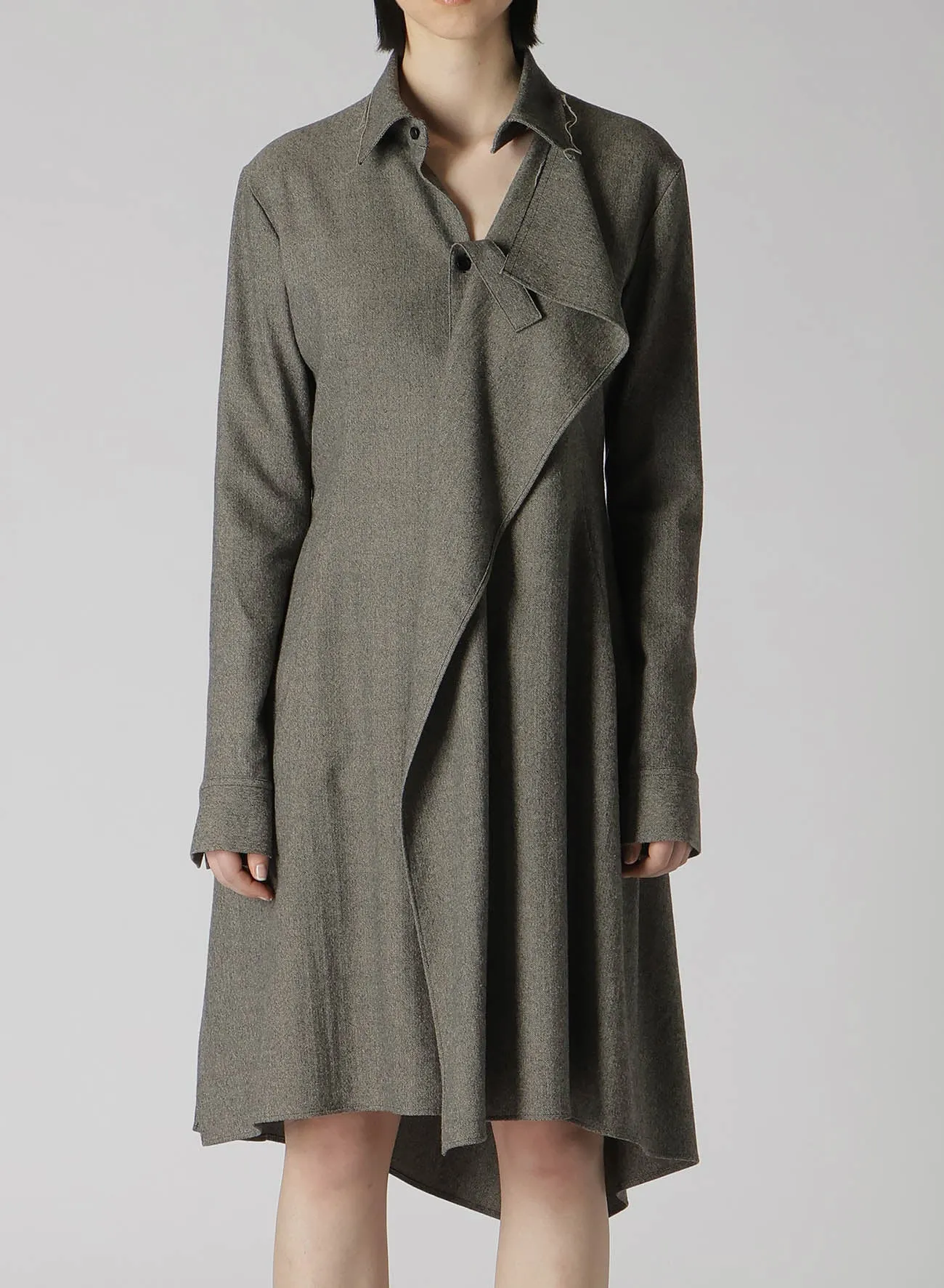W/ MINI HERRINGBONE DRAPE SHIRT DRESS sold by Yohji Yamamoto product image thumbnail 5