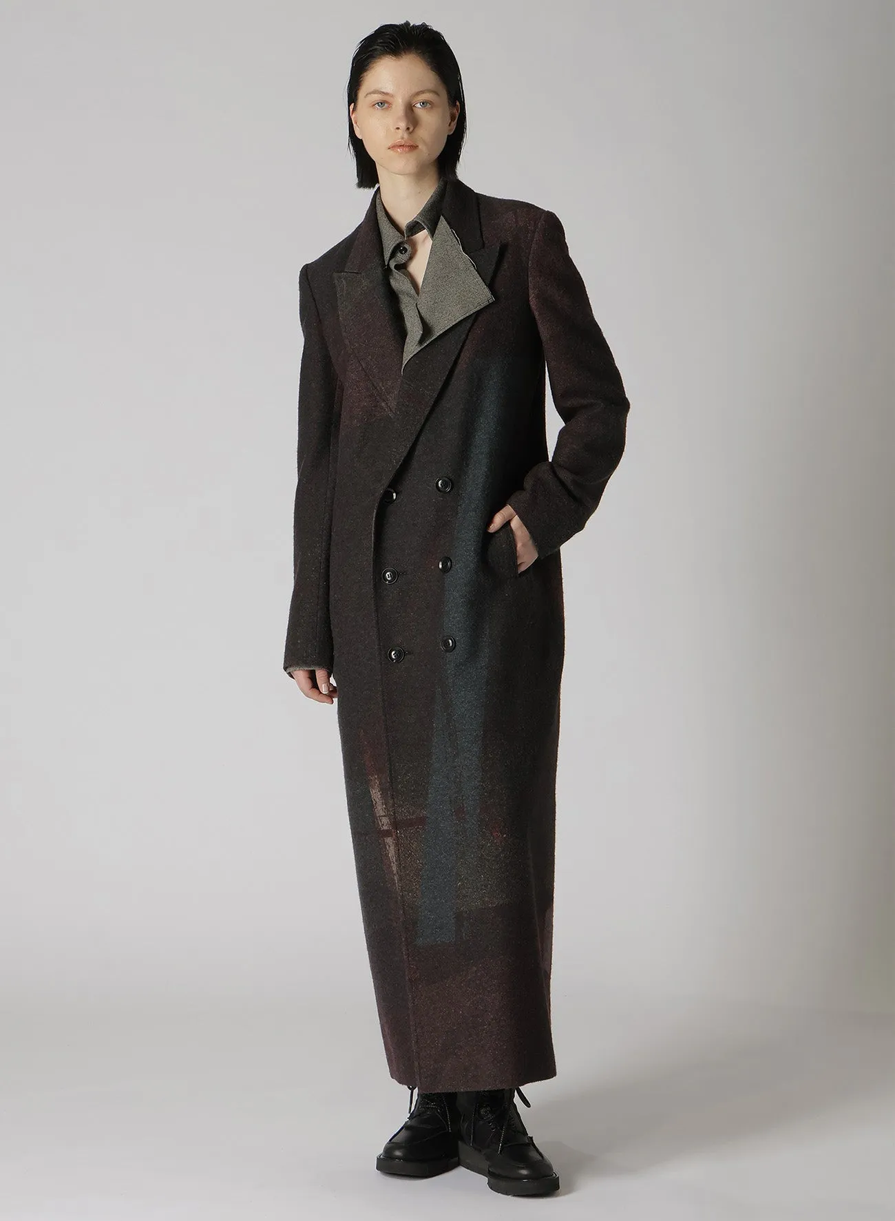 W/ MINI HERRINGBONE DRAPE SHIRT DRESS sold by Yohji Yamamoto product image thumbnail 4