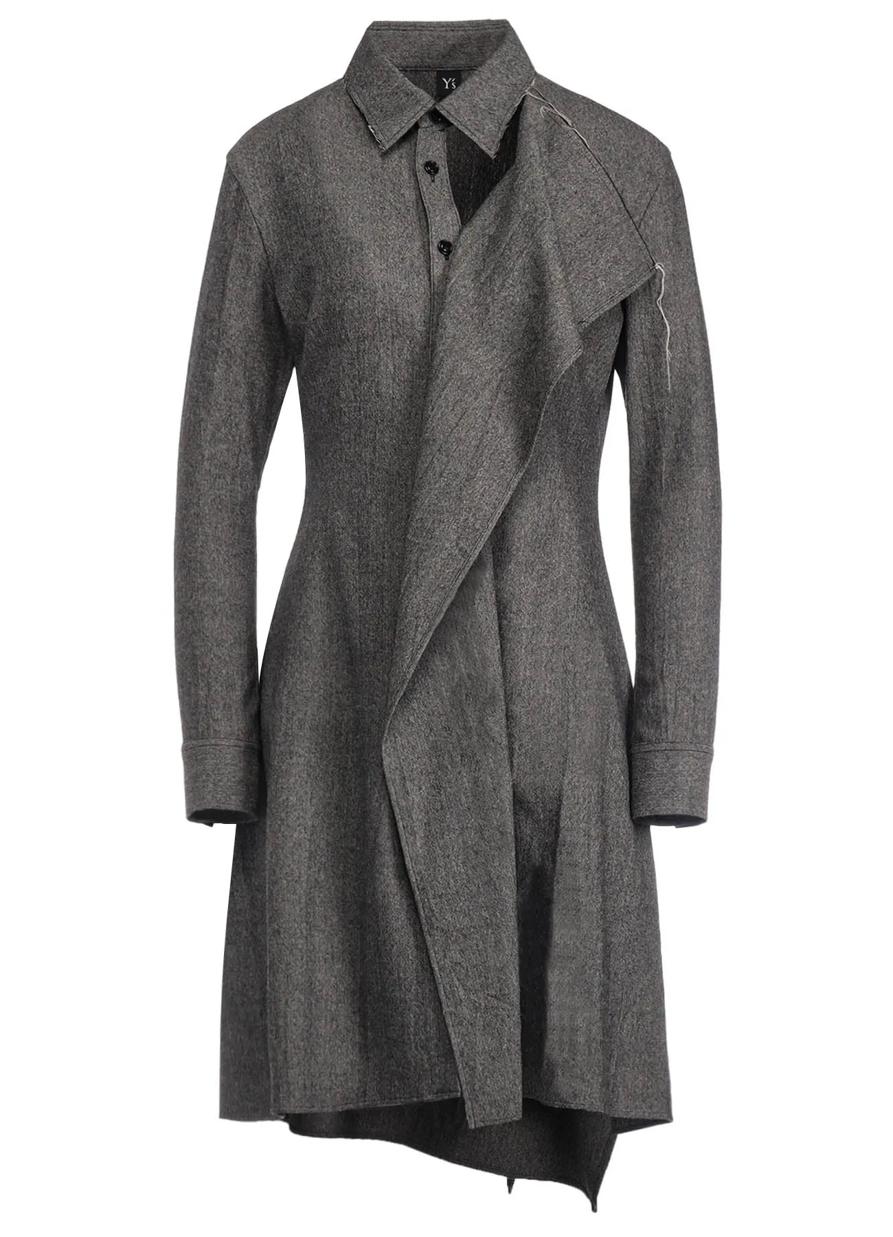 W/ MINI HERRINGBONE DRAPE SHIRT DRESS sold by Yohji Yamamoto product image thumbnail 2