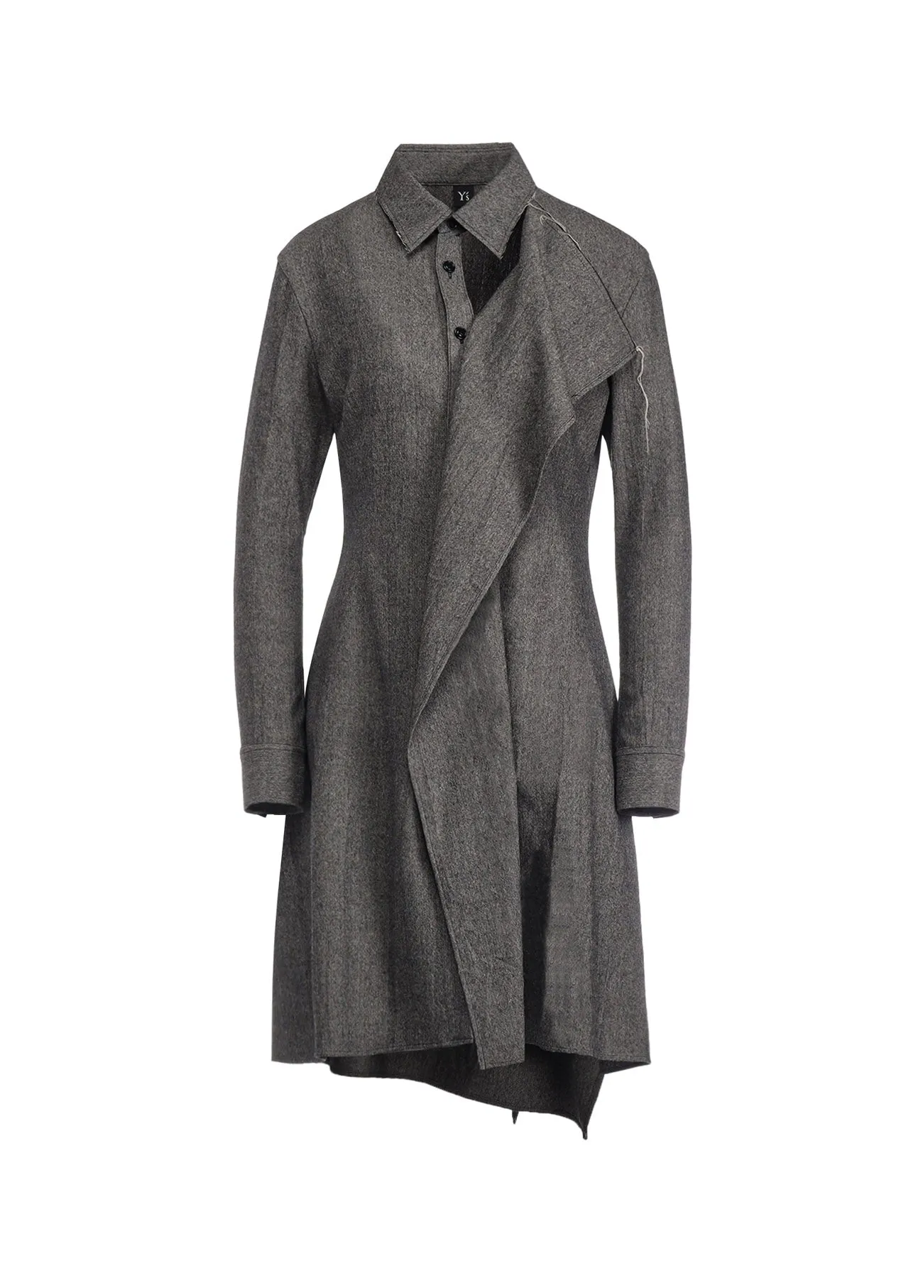 W/ MINI HERRINGBONE DRAPE SHIRT DRESS sold by Yohji Yamamoto