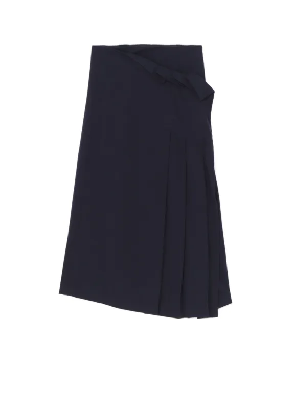 WRINKLED WOOL/RAYON TWILL PLEATED WRAP SKIRT sold by Yohji Yamamoto