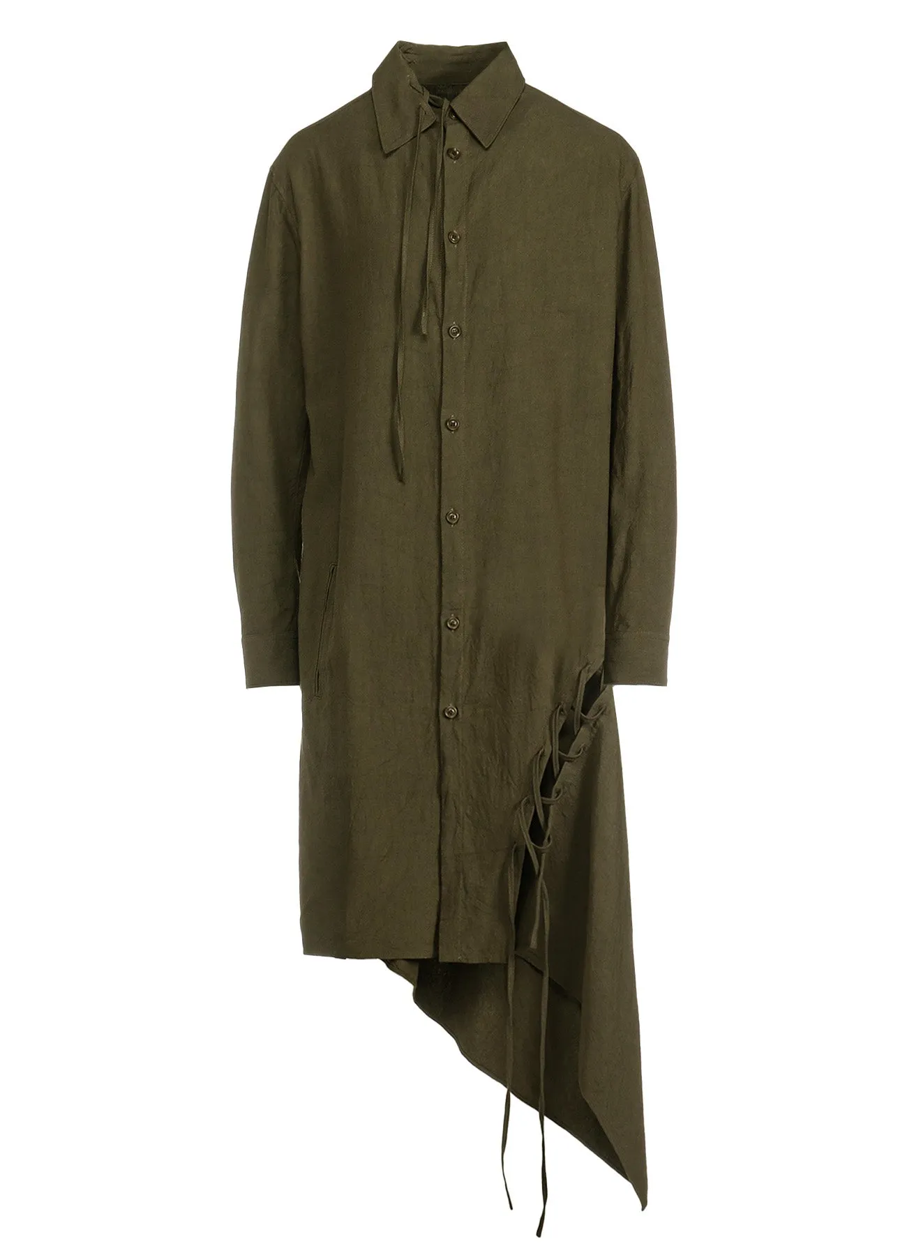 TWILL GARMENT WASH LACE UP BLOUSE sold by Yohji Yamamoto product image thumbnail 2