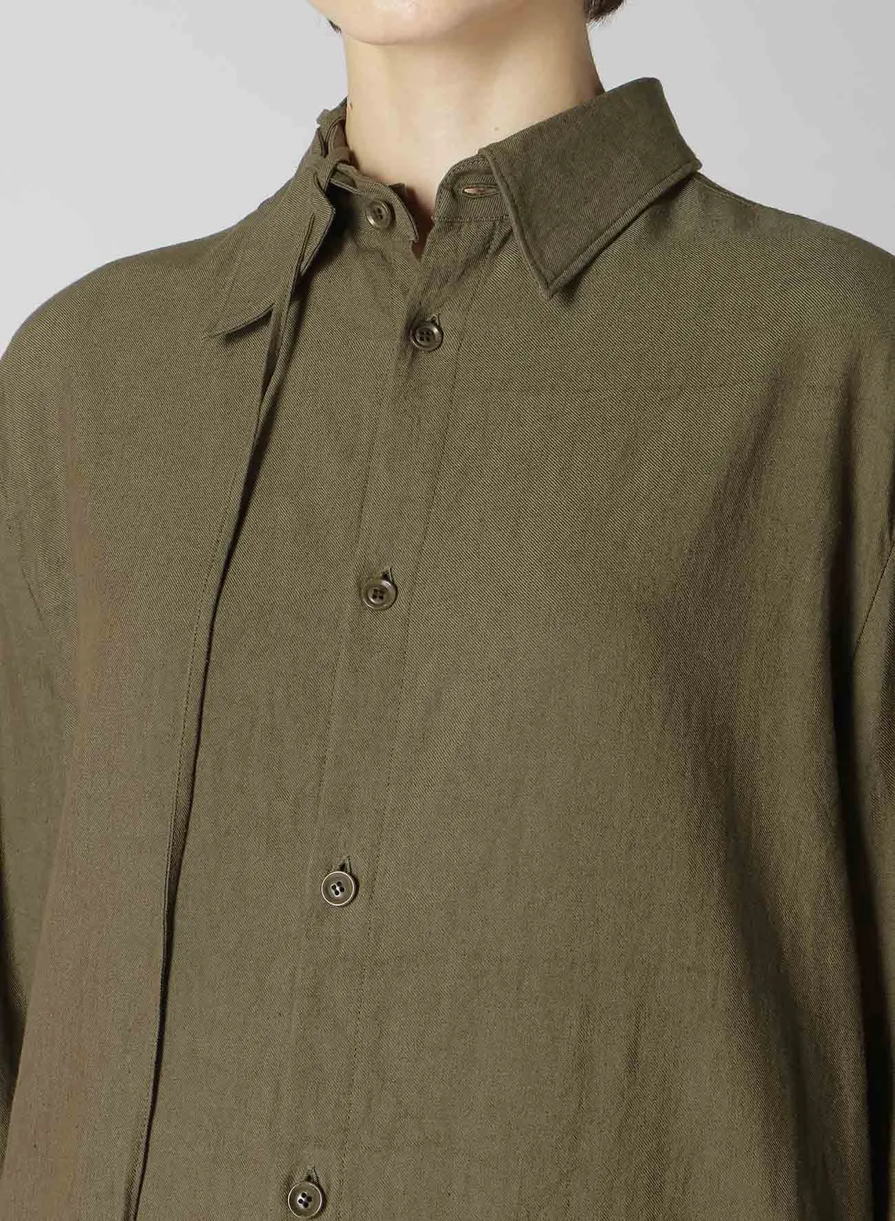 TWILL GARMENT WASH LACE UP BLOUSE sold by Yohji Yamamoto product image thumbnail 5