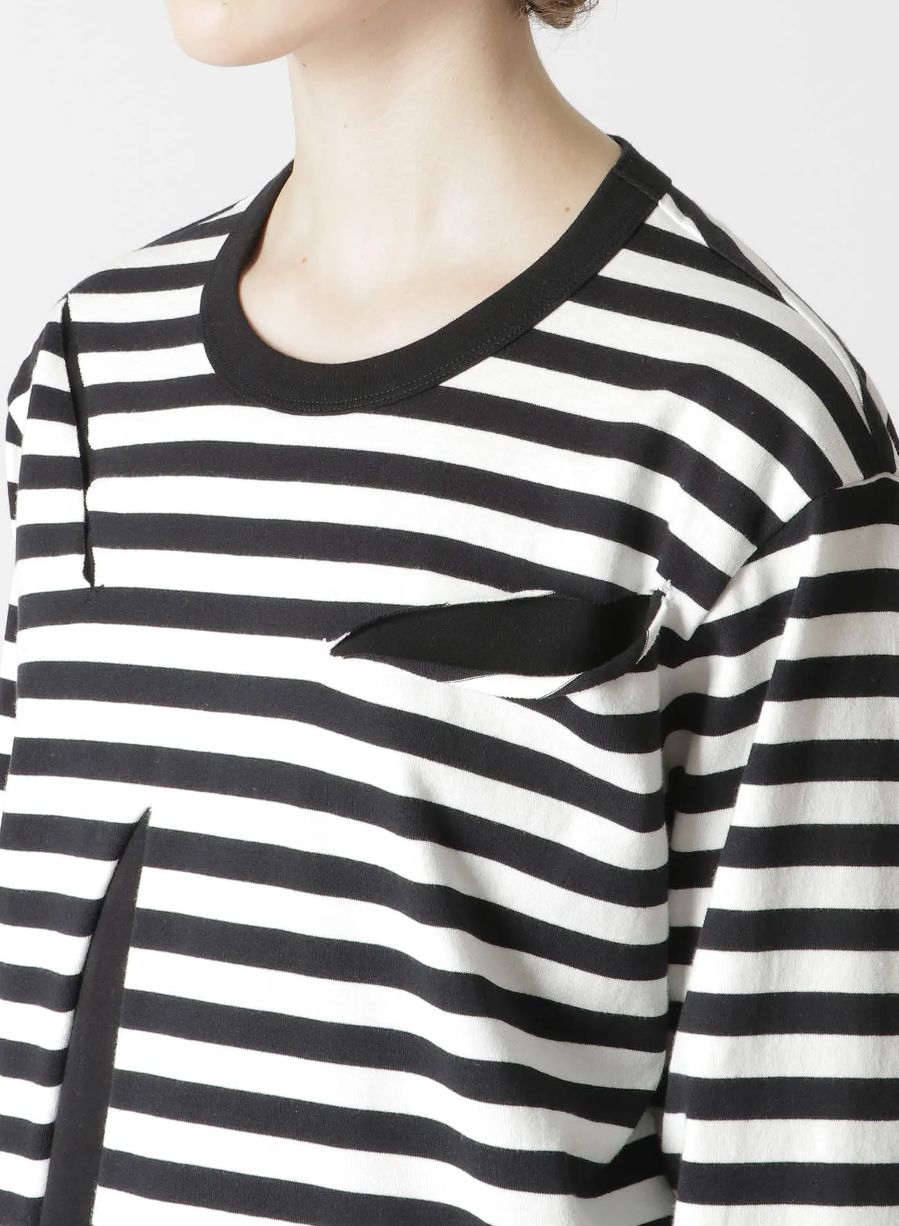 STRIPED COTTON LONG SLEEVE T-SHIRT sold by Yohji Yamamoto product image thumbnail 5