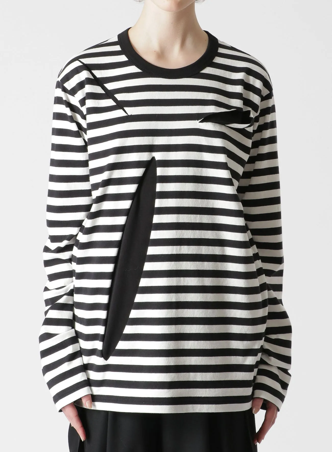 STRIPED COTTON LONG SLEEVE T-SHIRT sold by Yohji Yamamoto product image thumbnail 4