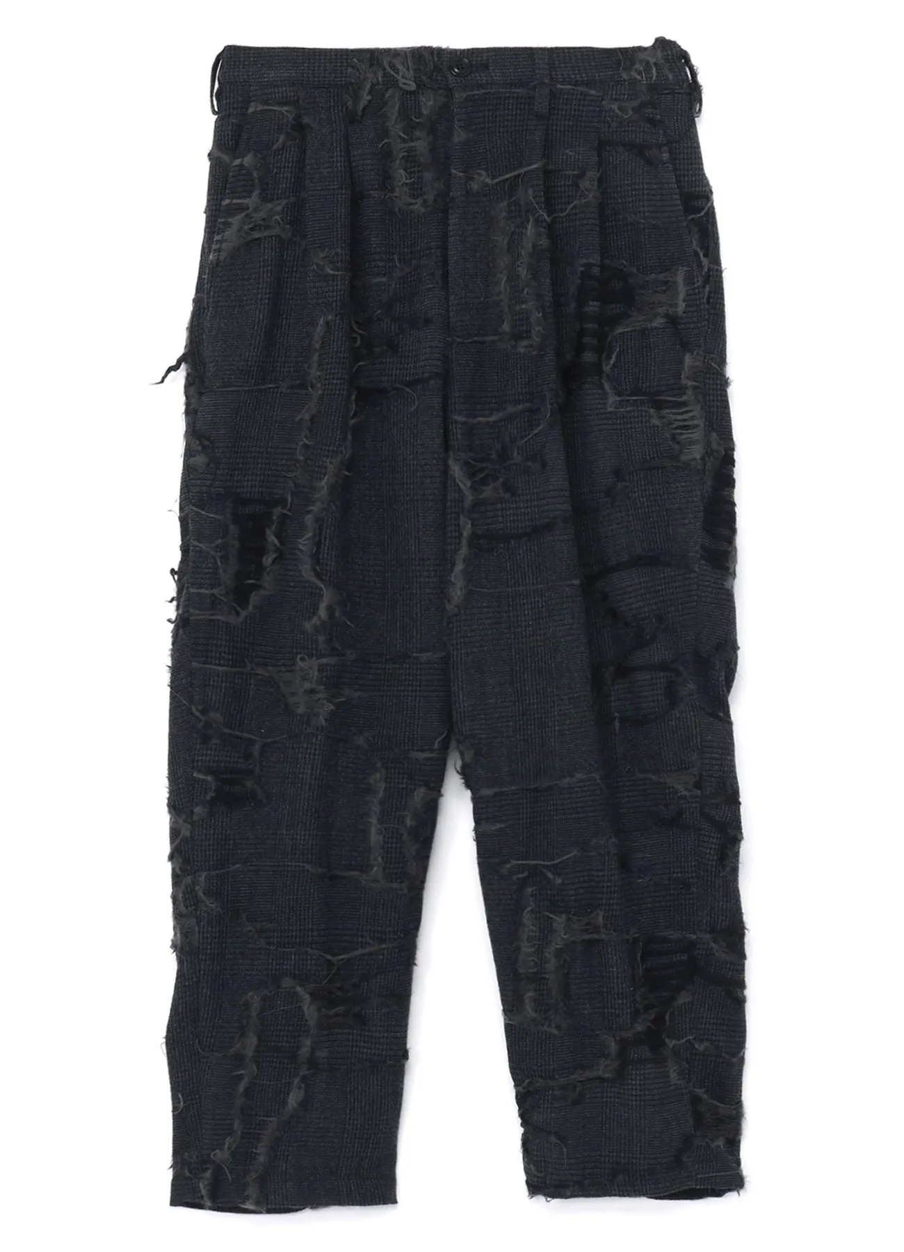 WOOL GLEN CHECK TAPERED DOUBLE PLEATED PANTS sold by Yohji Yamamoto product image thumbnail 2