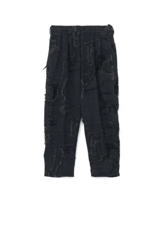 WOOL GLEN CHECK TAPERED DOUBLE PLEATED PANTS sold by Yohji Yamamoto