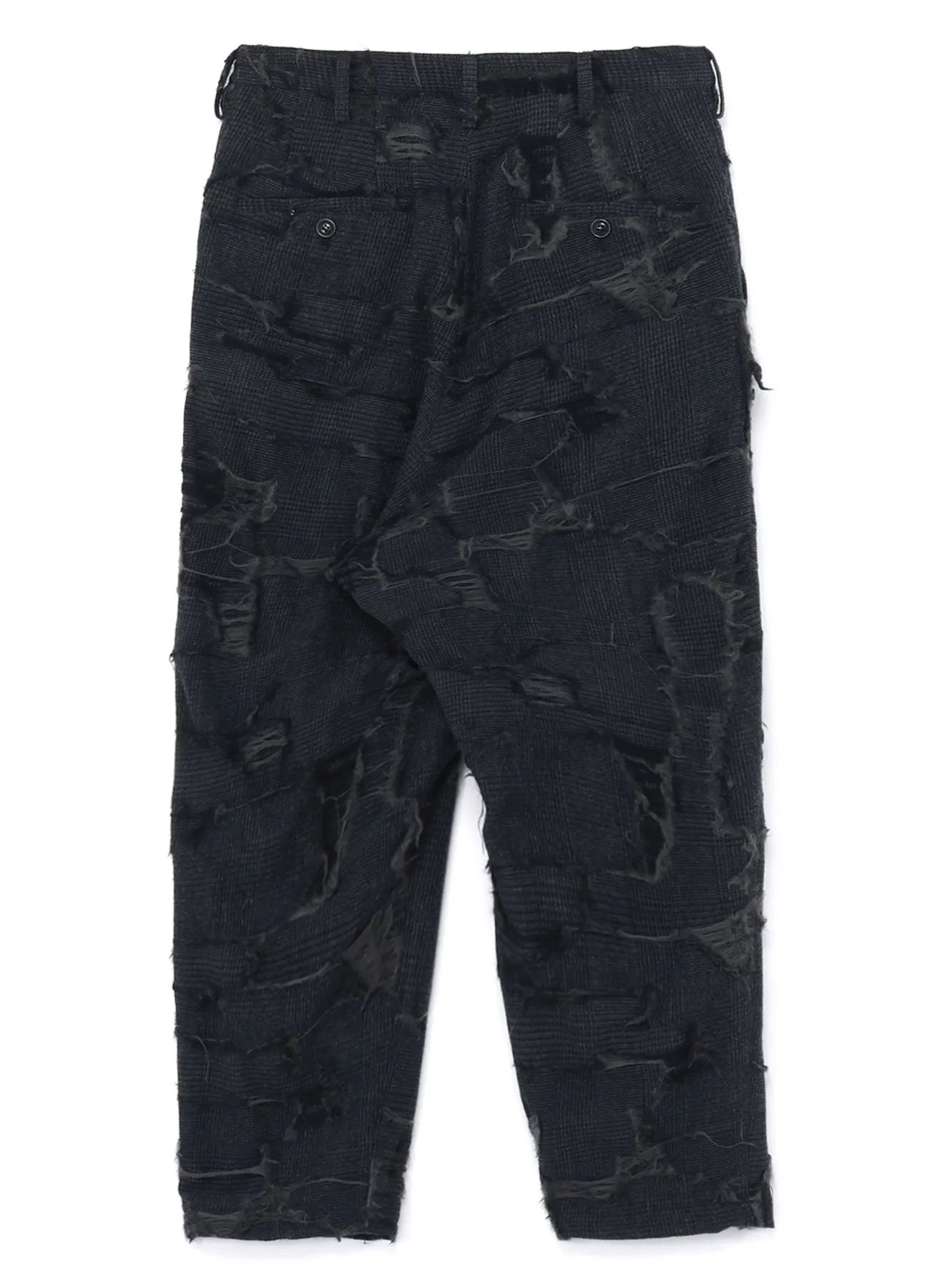 WOOL GLEN CHECK TAPERED DOUBLE PLEATED PANTS sold by Yohji Yamamoto product image thumbnail 3