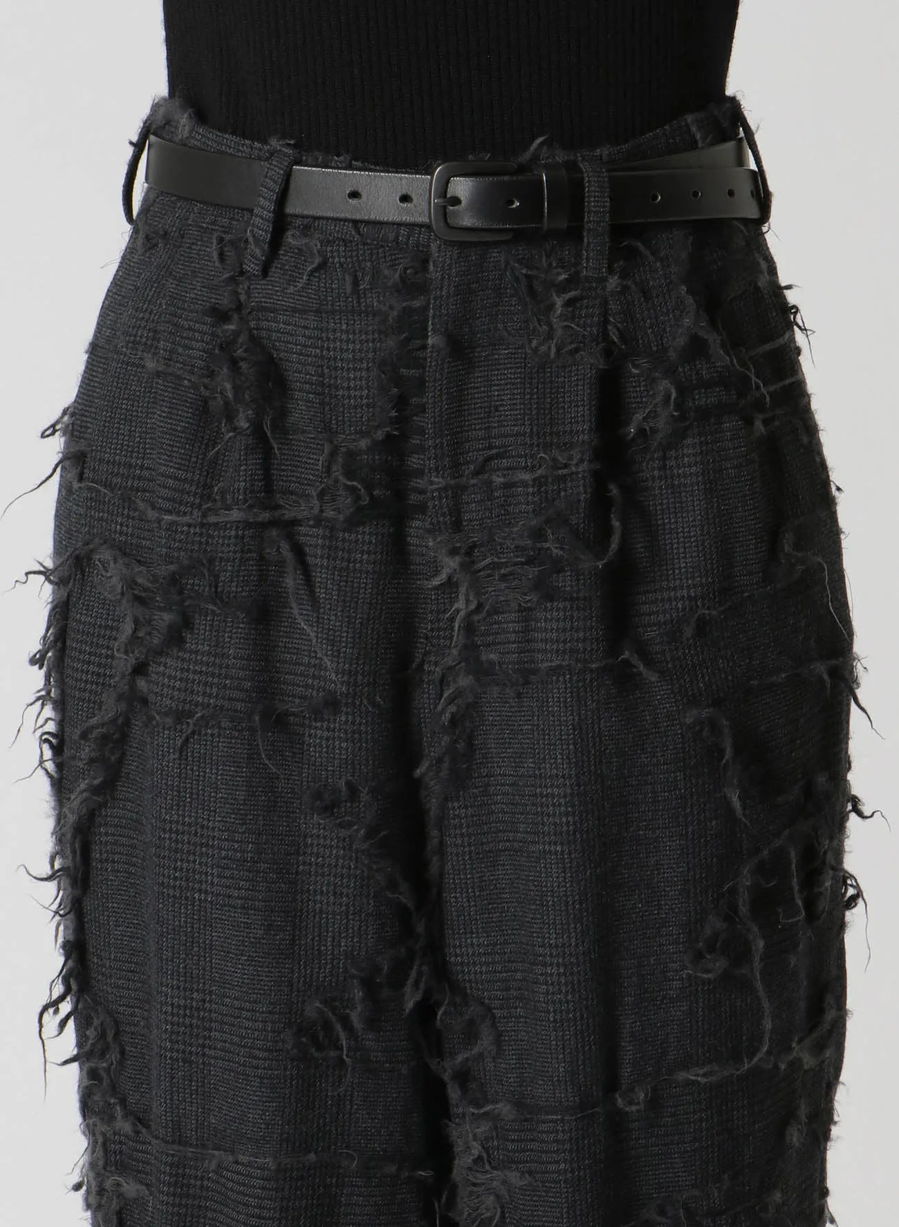WOOL GLEN CHECK TAPERED DOUBLE PLEATED PANTS sold by Yohji Yamamoto product image thumbnail 5