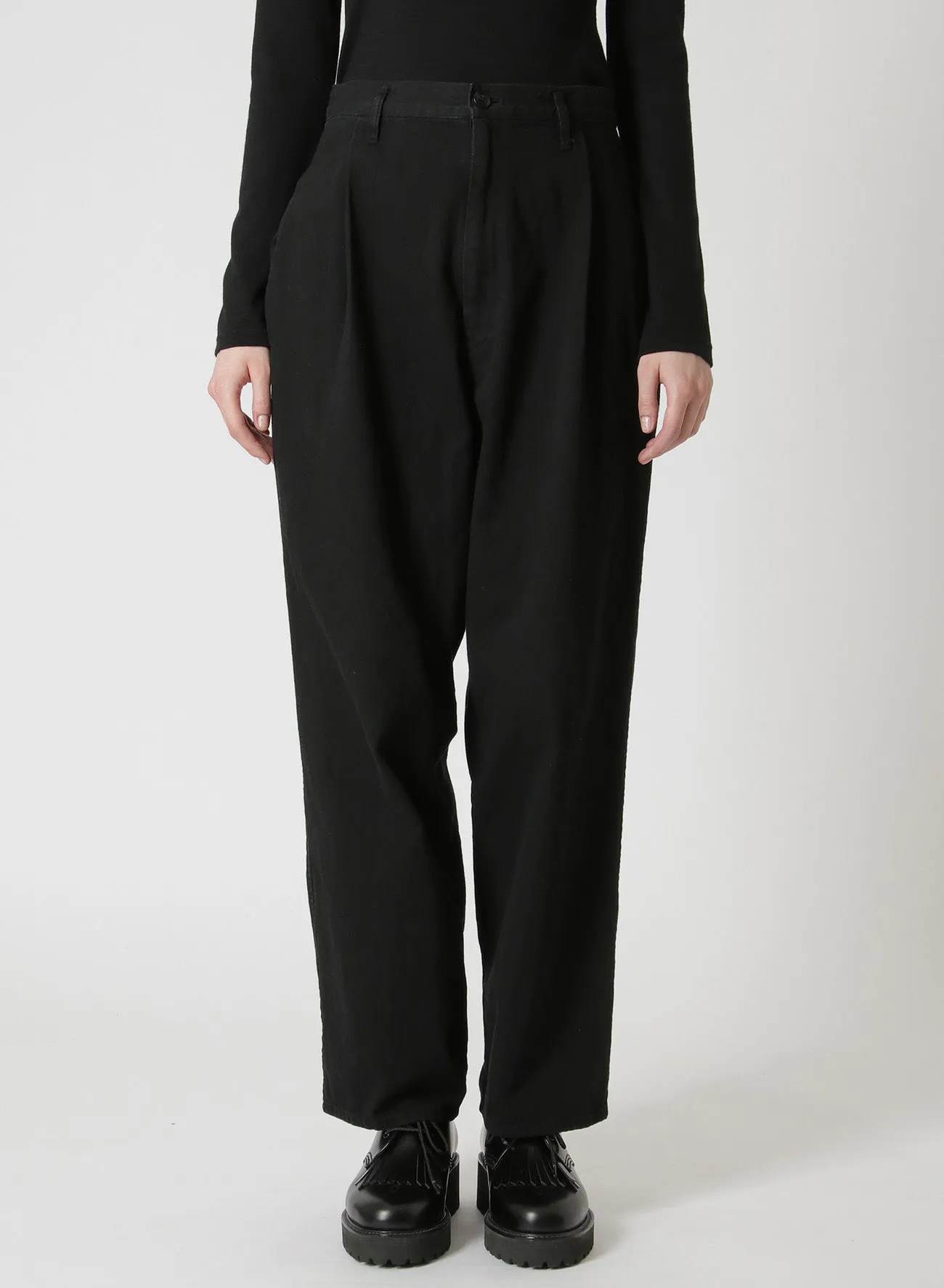 8oz BLACK DENIM SINGLE PLEATED PANTS sold by Yohji Yamamoto product image thumbnail 4