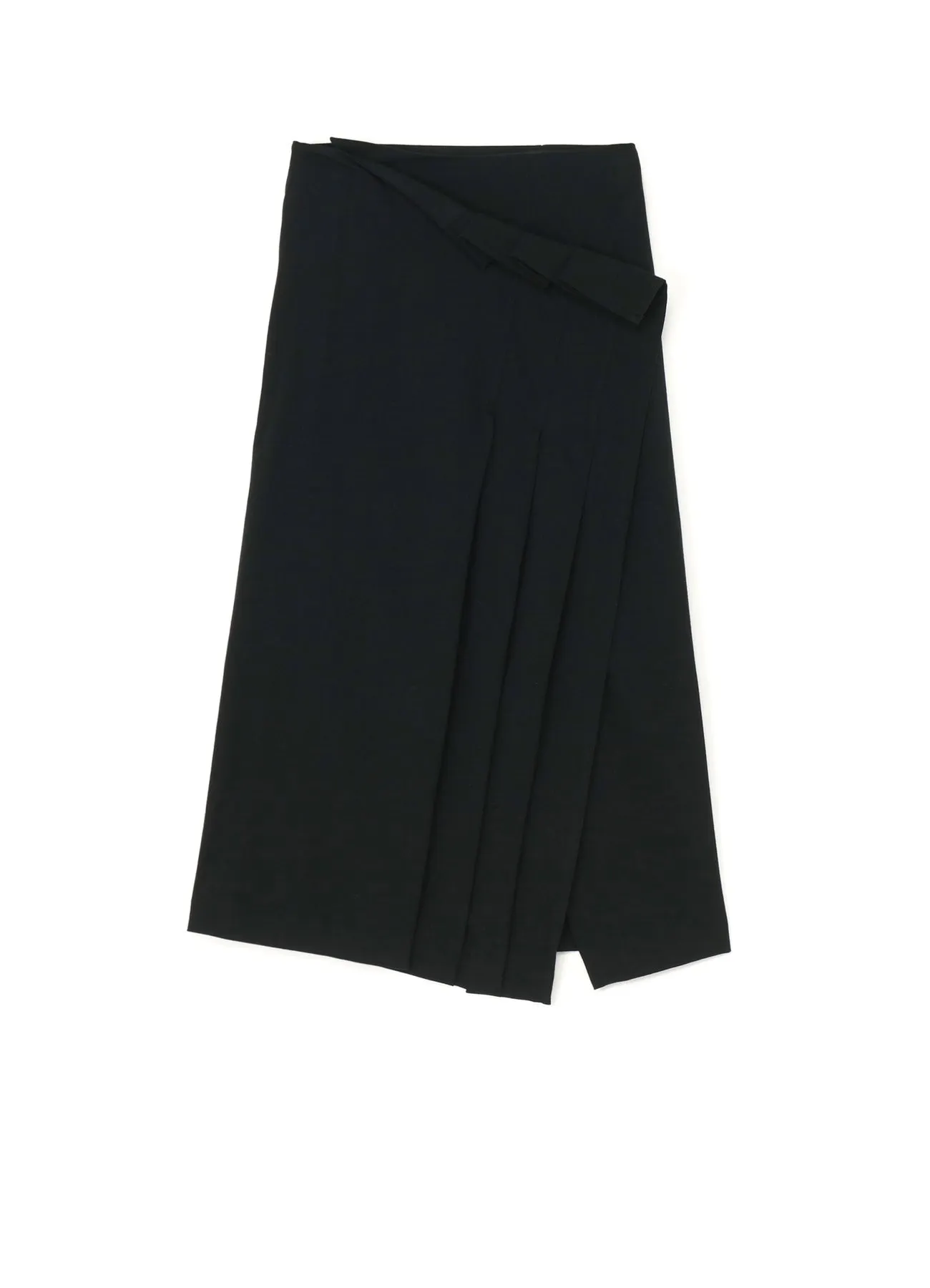 WRINKLED WOOL/RAYON TWILL PLEATED WRAP SKIRT sold by Yohji Yamamoto