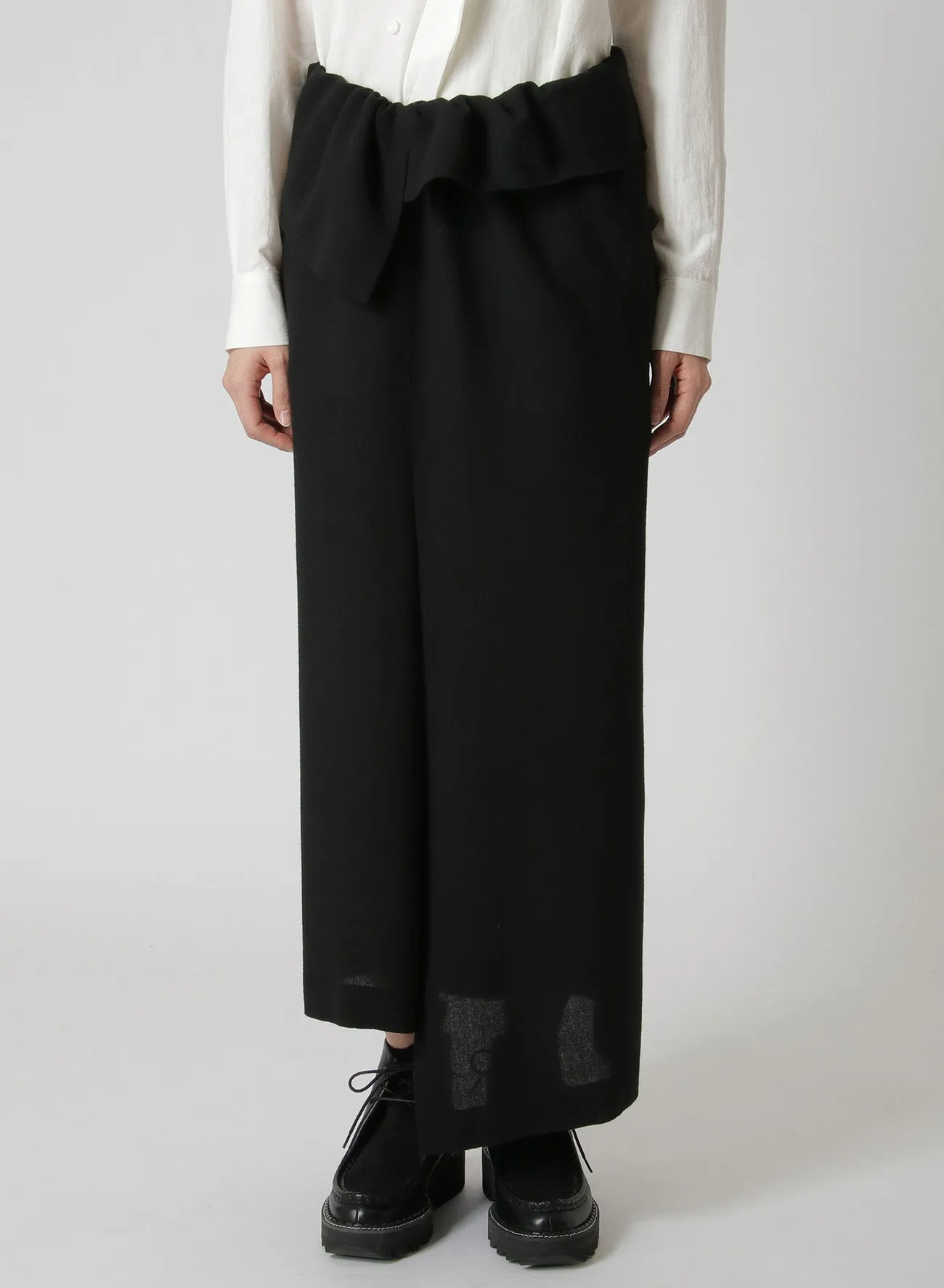 WASH-TREATED WOOL/RAYON ASYMMETRIC TUBE SKIRT sold by Yohji Yamamoto product image thumbnail 4