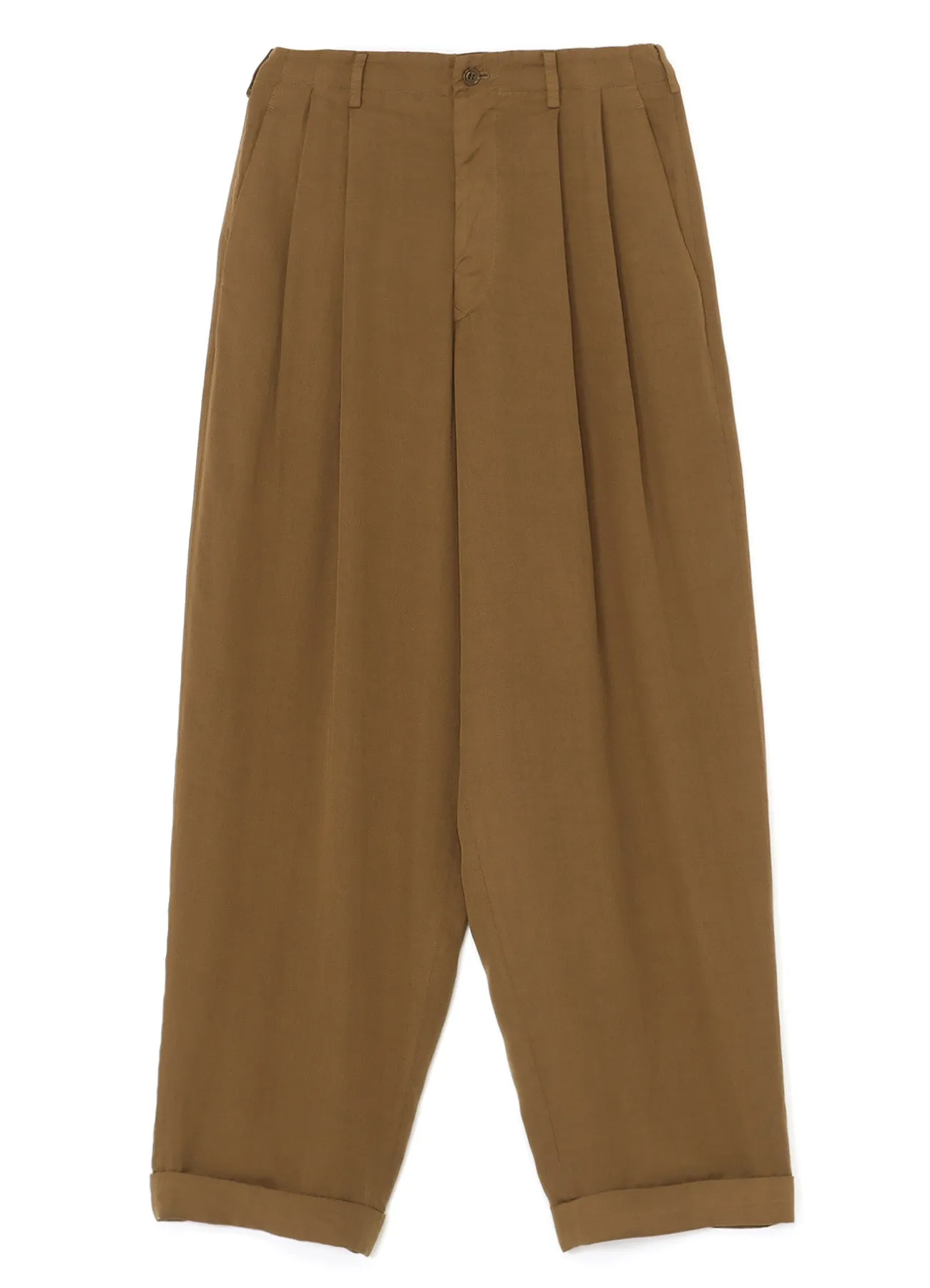 GARMENT-DYED CELLULOSE TWILL DOUBLE PLEATED CUFFED HEM PANTS sold by Yohji Yamamoto product image thumbnail 2