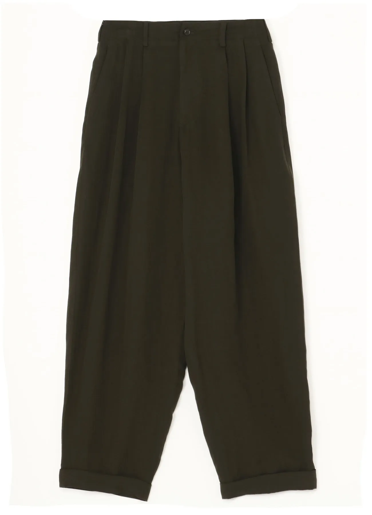 GARMENT-DYED CELLULOSE TWILL DOUBLE PLEATED CUFFED HEM PANTS sold by Yohji Yamamoto product image thumbnail 2