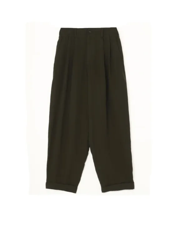 GARMENT-DYED CELLULOSE TWILL DOUBLE PLEATED CUFFED HEM PANTS sold by Yohji Yamamoto