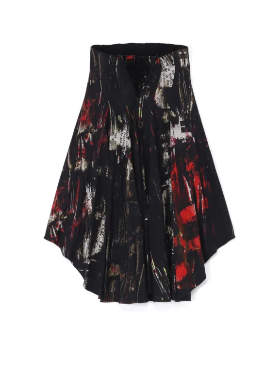 OIL PAINT PRINT LACE-UP DETAIL RAYON SKIRT made by Yohji Yamamoto