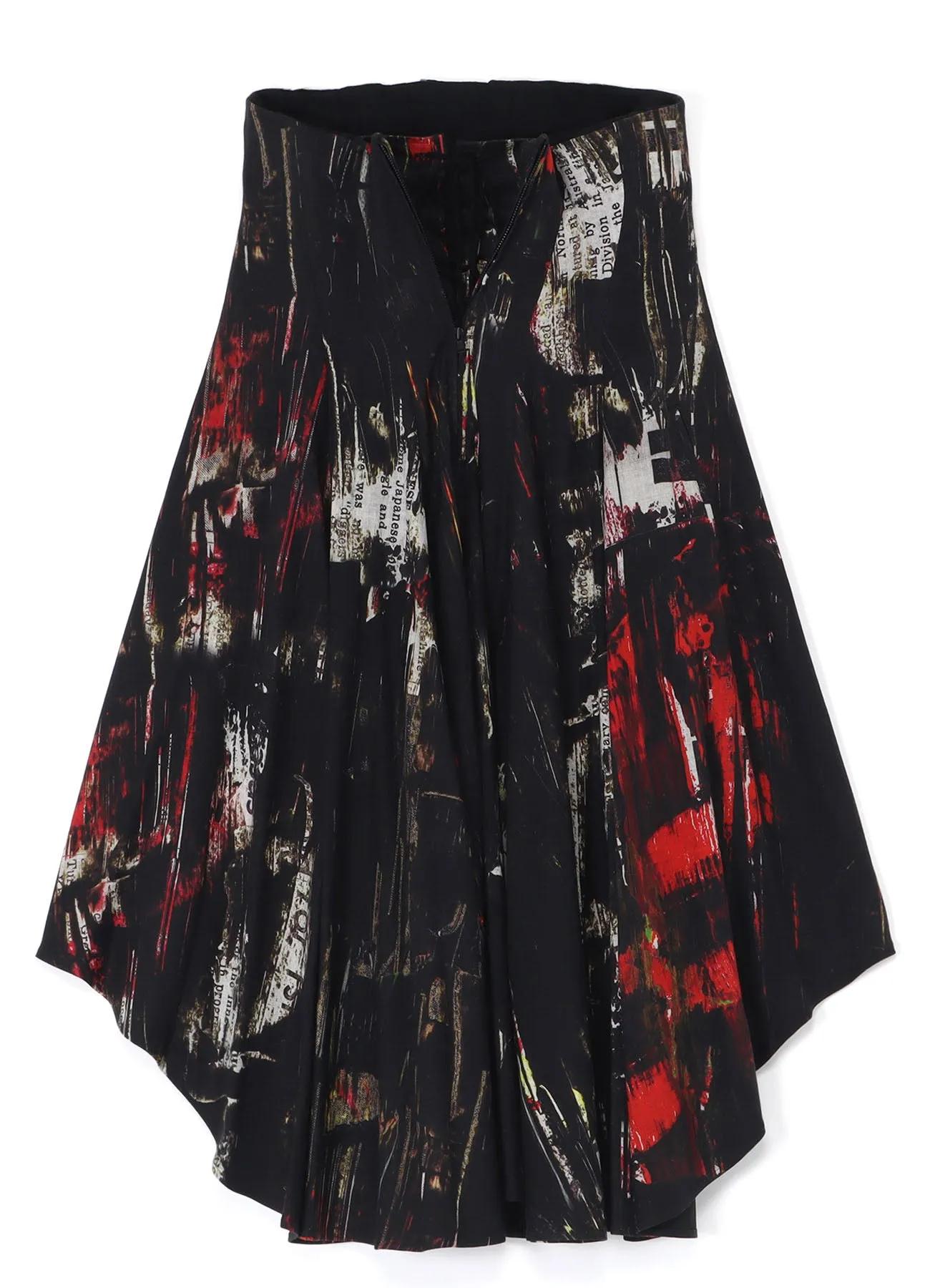 OIL PAINT PRINT LACE-UP DETAIL RAYON SKIRT sold by Yohji Yamamoto product image thumbnail 2
