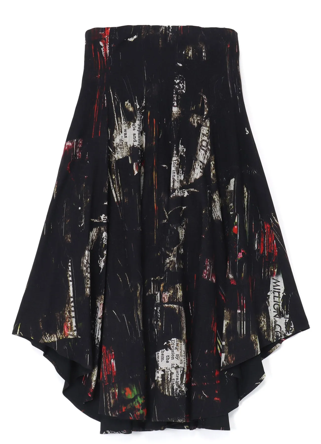 OIL PAINT PRINT LACE-UP DETAIL RAYON SKIRT sold by Yohji Yamamoto product image thumbnail 3