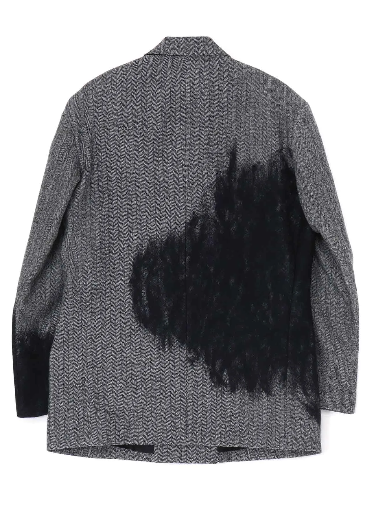 WOOL HERRINGBONE NEEDLE PUNCHED OVERSIZED TAILORED JACKET sold by Yohji Yamamoto product image thumbnail 3