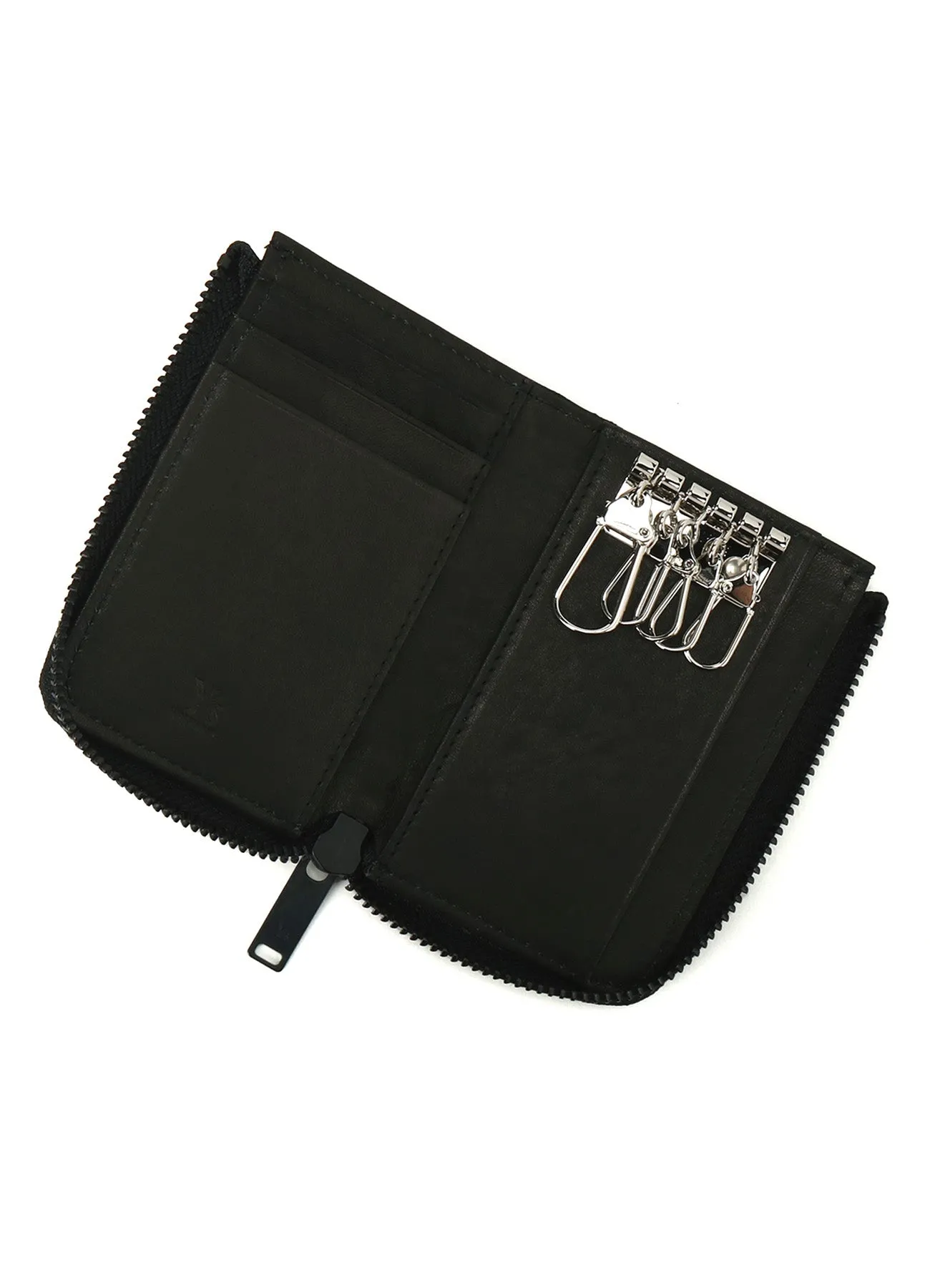 TANNED/ENAMEL-COATED LEATHER ZIPPERED KEY CASE sold by Yohji Yamamoto product image thumbnail 5