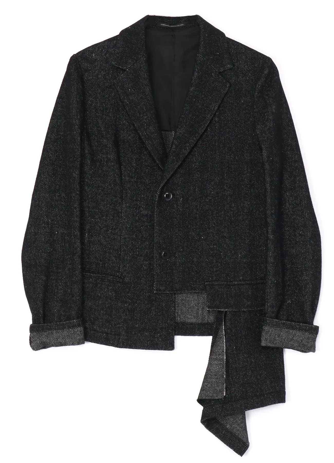 WOOL/LINEN NEPPY HERRINGBONE LEFT SLIT DETAIL JACKET sold by Yohji Yamamoto product image thumbnail 2