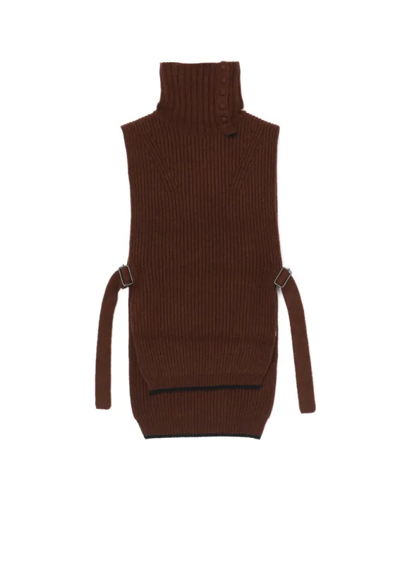 BUTTON-UP NECK DETAIL LAMBSWOOL BIB sold by Yohji Yamamoto