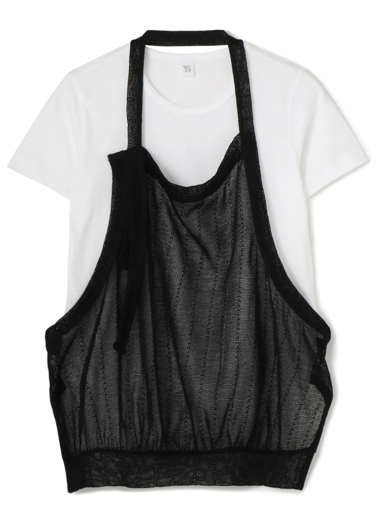 PLAIN STITCH x FAUX LINEN APRON HALF SLEEVE T sold by Yohji Yamamoto product image thumbnail 2