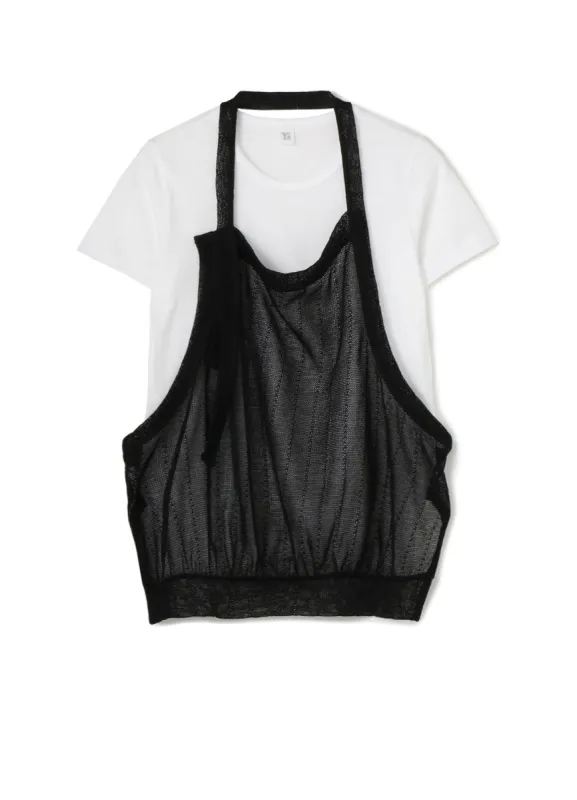 PLAIN STITCH x FAUX LINEN APRON HALF SLEEVE T sold by Yohji Yamamoto