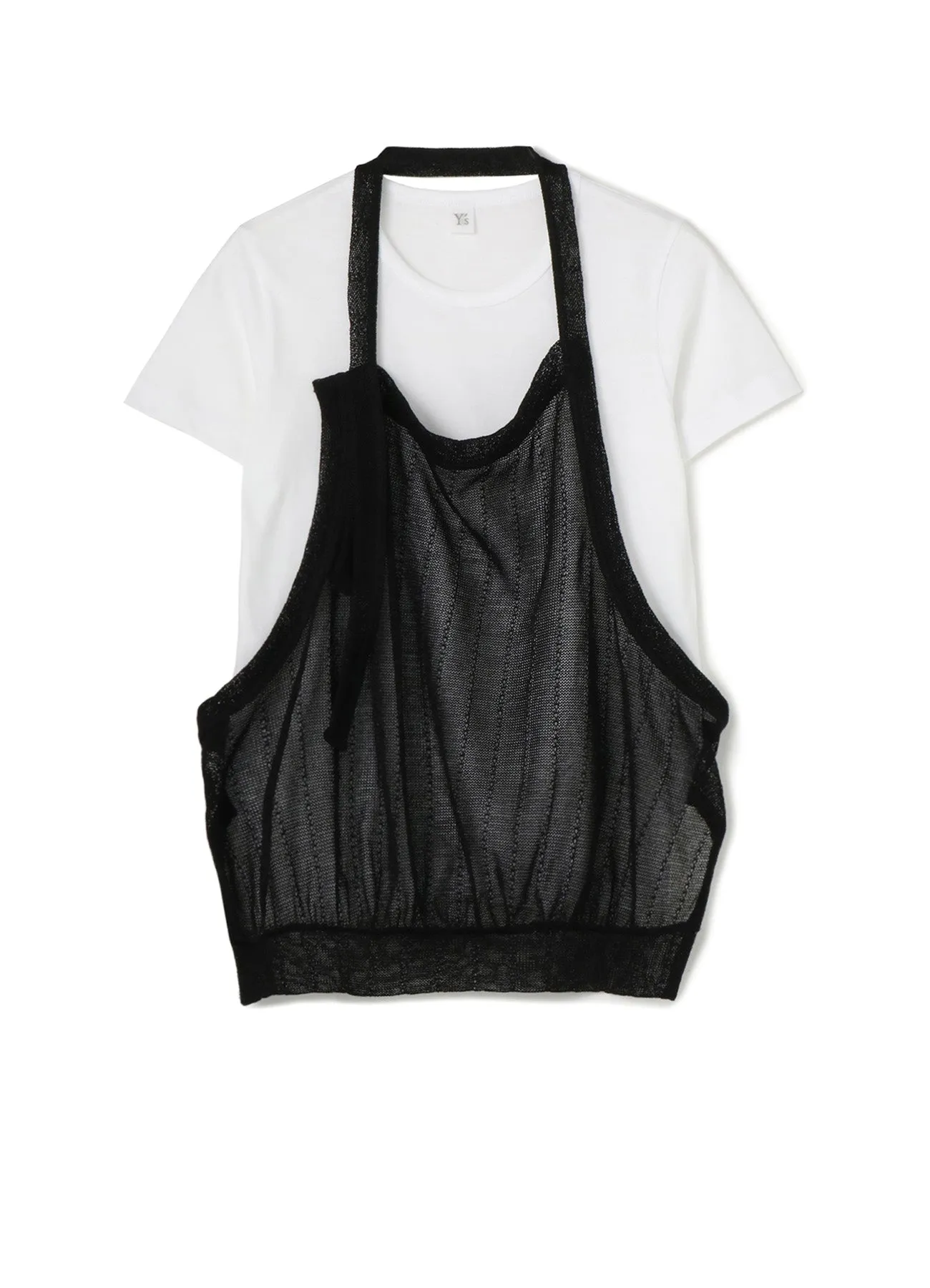 PLAIN STITCH x FAUX LINEN APRON HALF SLEEVE T sold by Yohji Yamamoto