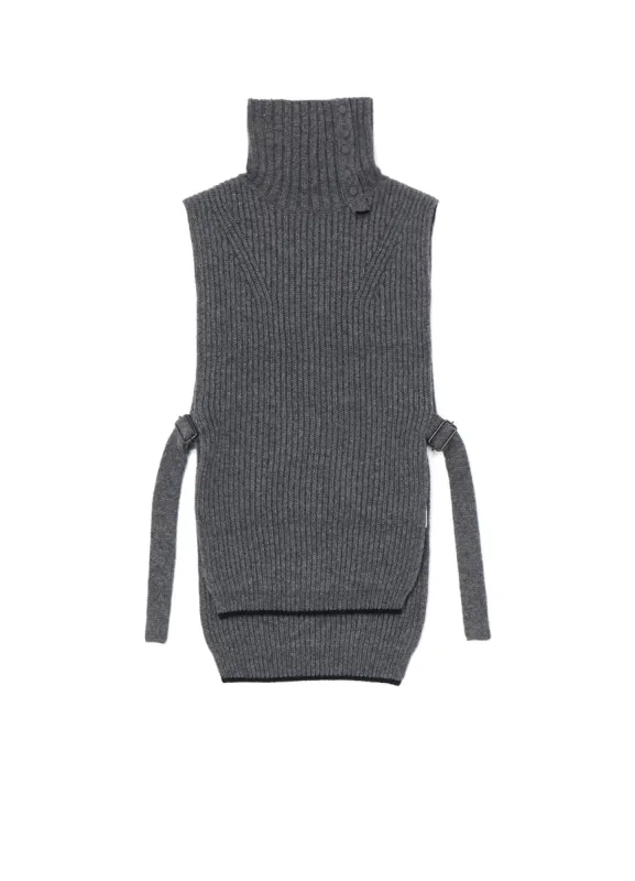 BUTTON-UP NECK DETAIL LAMBSWOOL BIB sold by Yohji Yamamoto