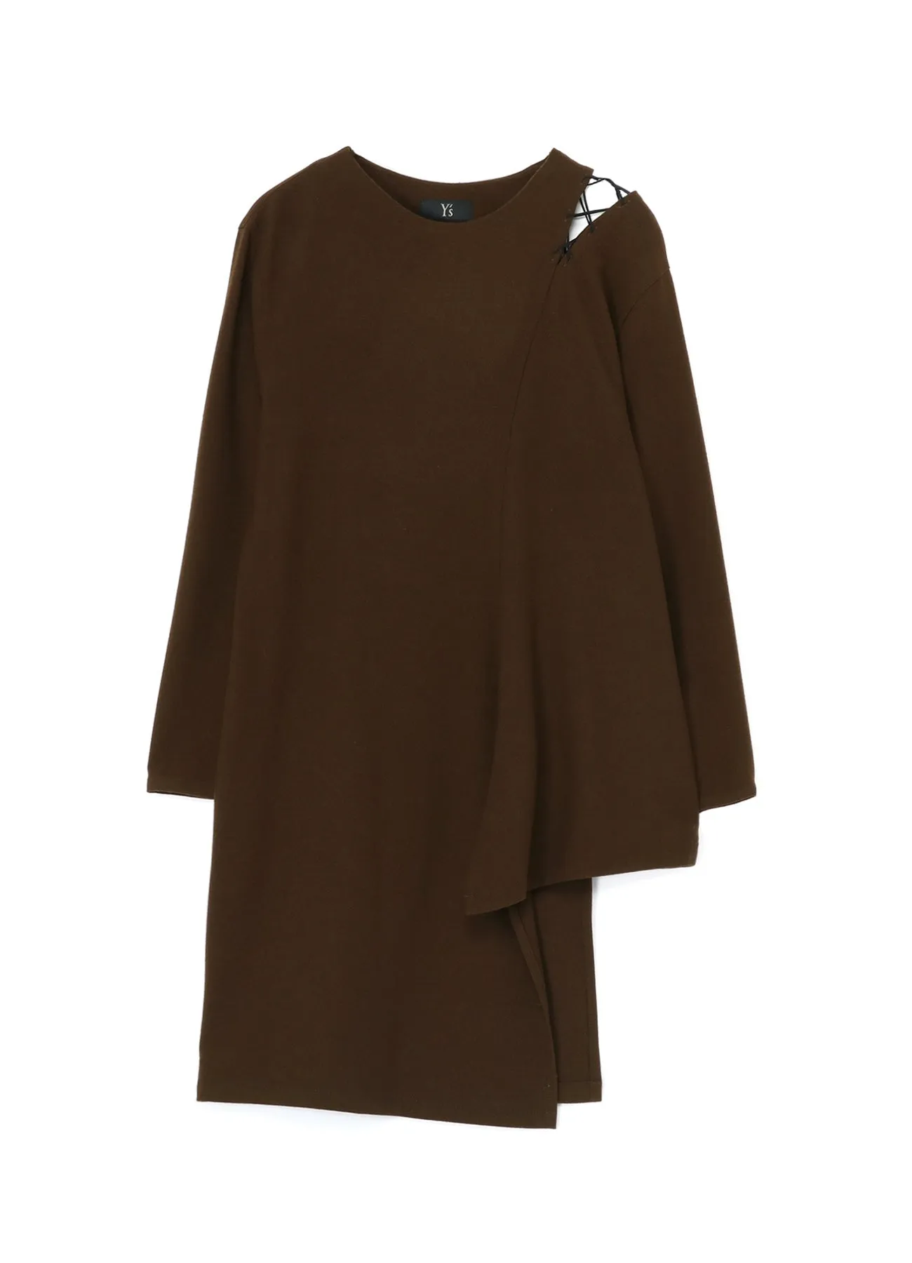 WOOL FLANNEL LACE-UP SHOULDER DETAIL TOP sold by Yohji Yamamoto