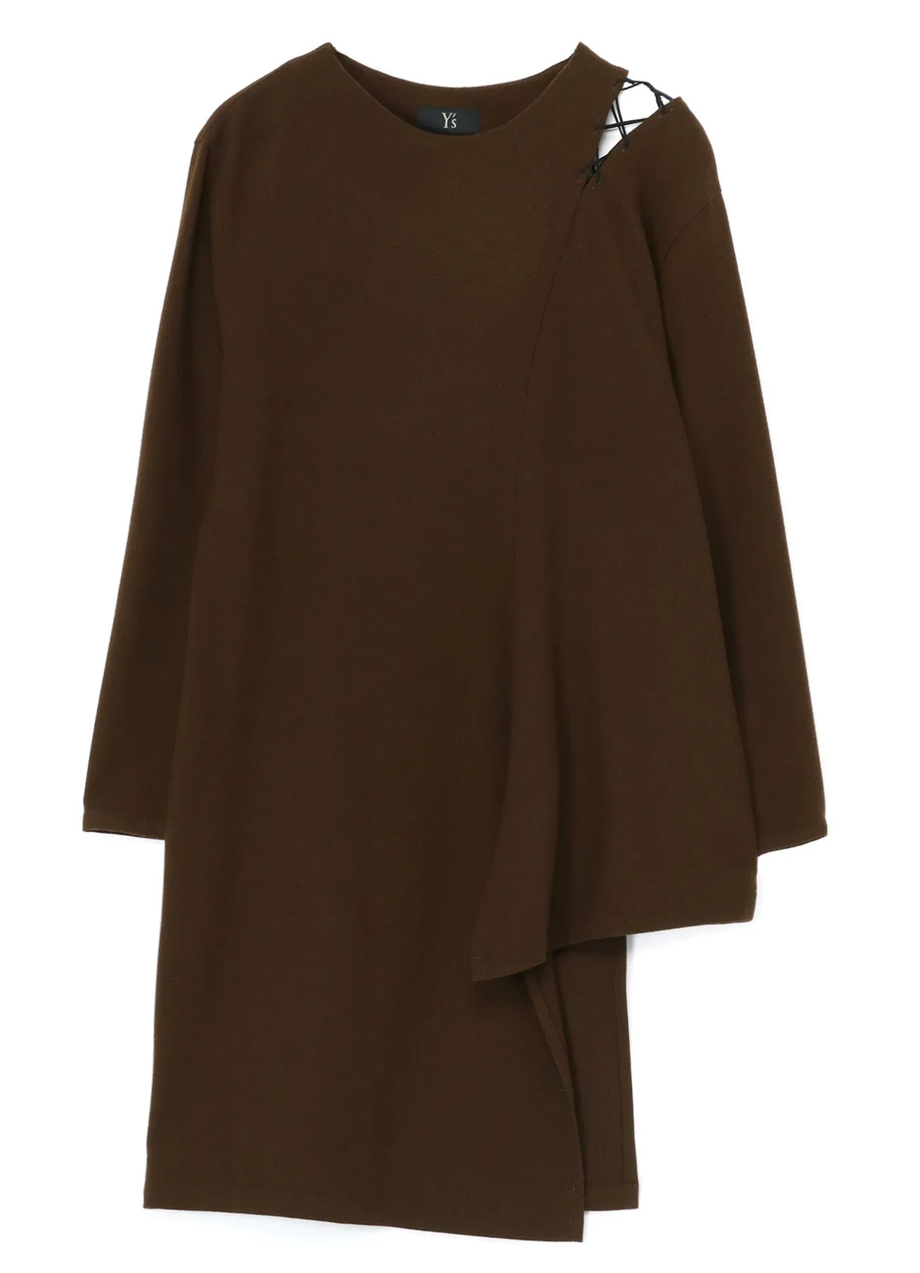 WOOL FLANNEL LACE-UP SHOULDER DETAIL TOP sold by Yohji Yamamoto product image thumbnail 2