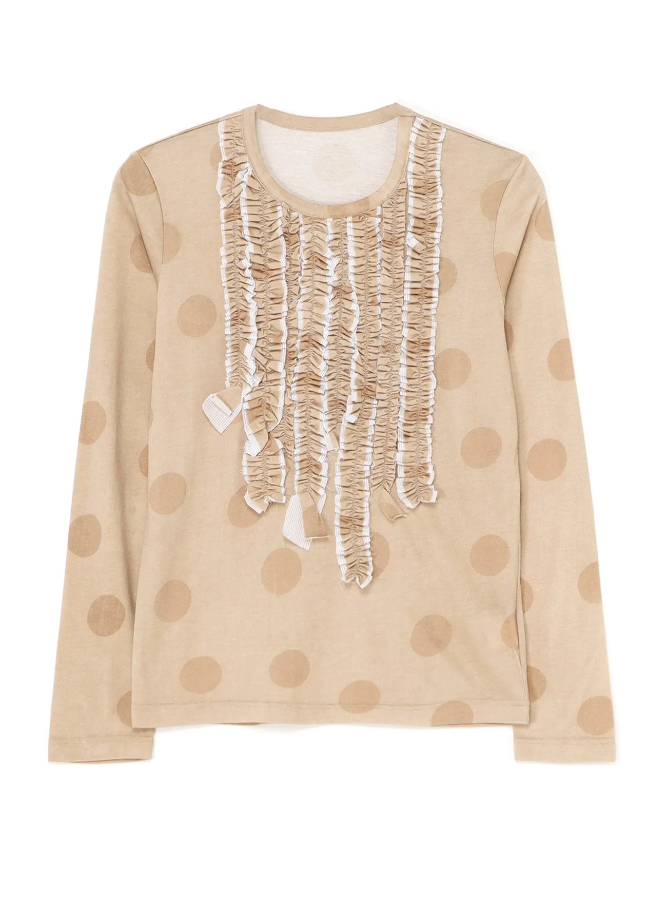 POLKA DOT LONG SLEEVE T-SHIRT WITH GATHERED DETAIL sold by Yohji Yamamoto product image thumbnail 2