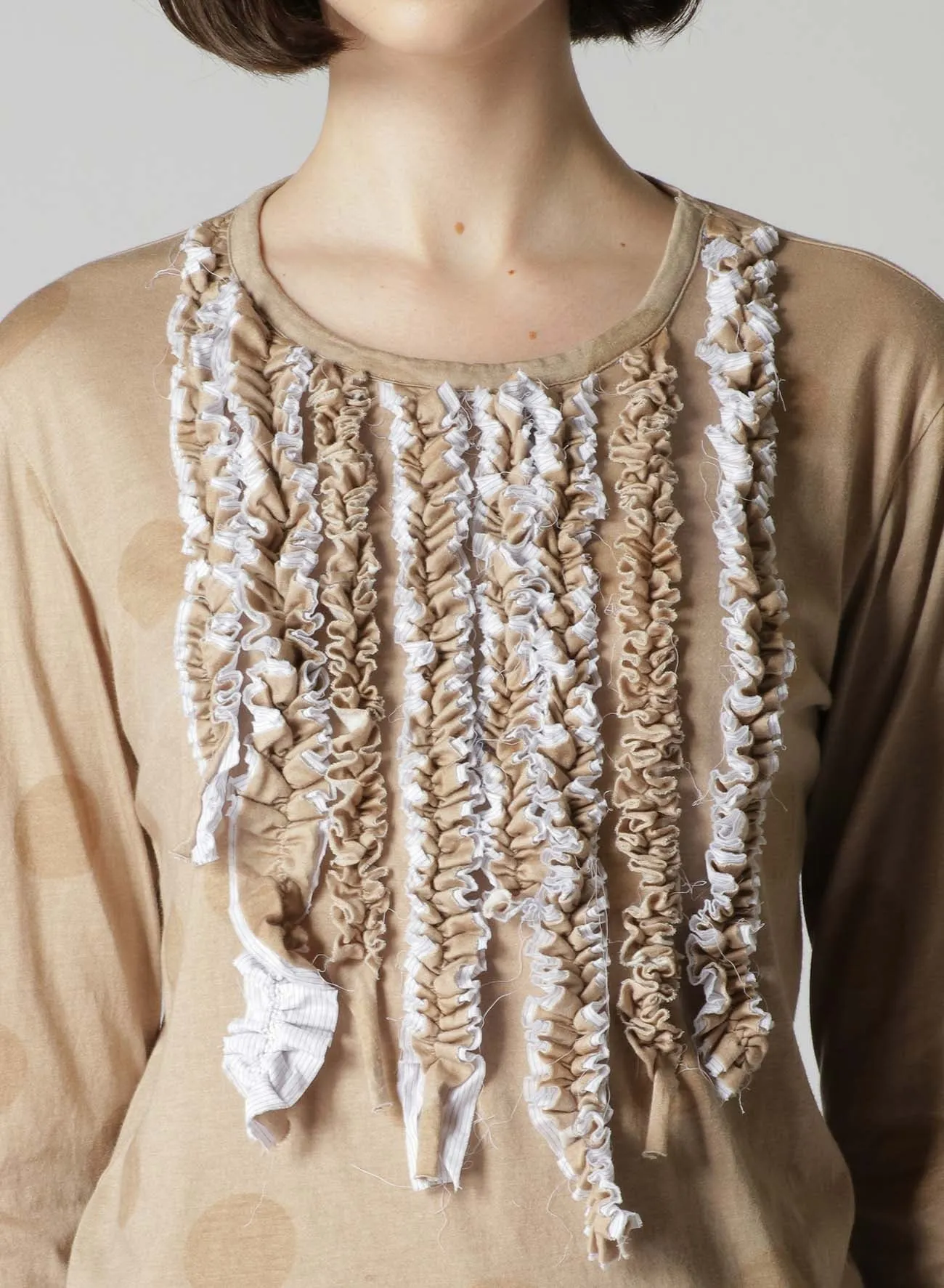 POLKA DOT LONG SLEEVE T-SHIRT WITH GATHERED DETAIL sold by Yohji Yamamoto product image thumbnail 5