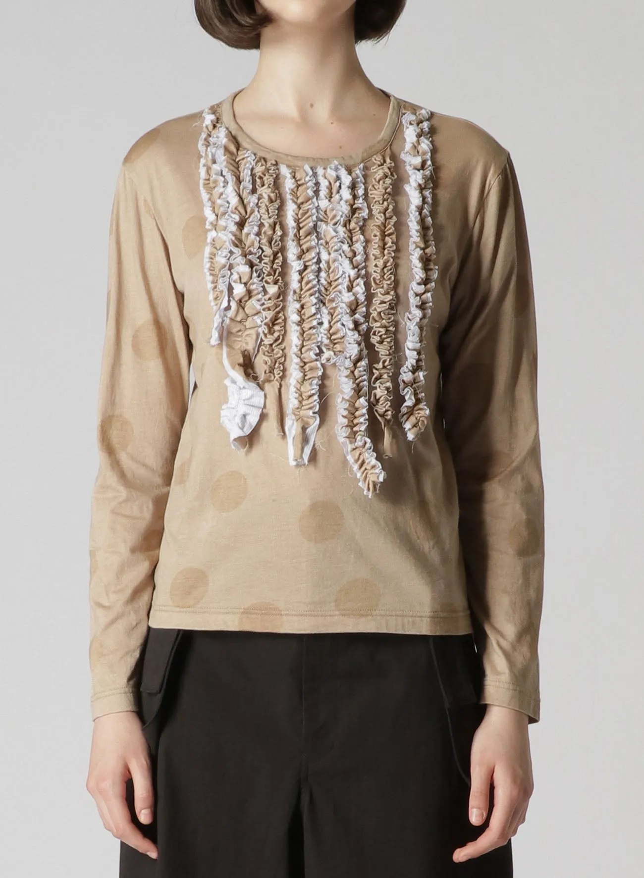 POLKA DOT LONG SLEEVE T-SHIRT WITH GATHERED DETAIL sold by Yohji Yamamoto product image thumbnail 4