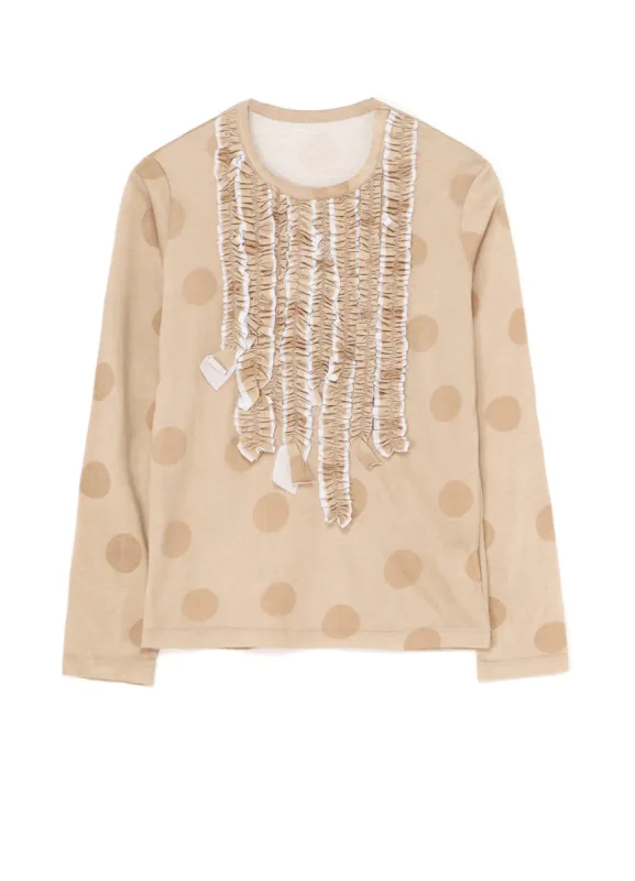 POLKA DOT LONG SLEEVE T-SHIRT WITH GATHERED DETAIL sold by Yohji Yamamoto