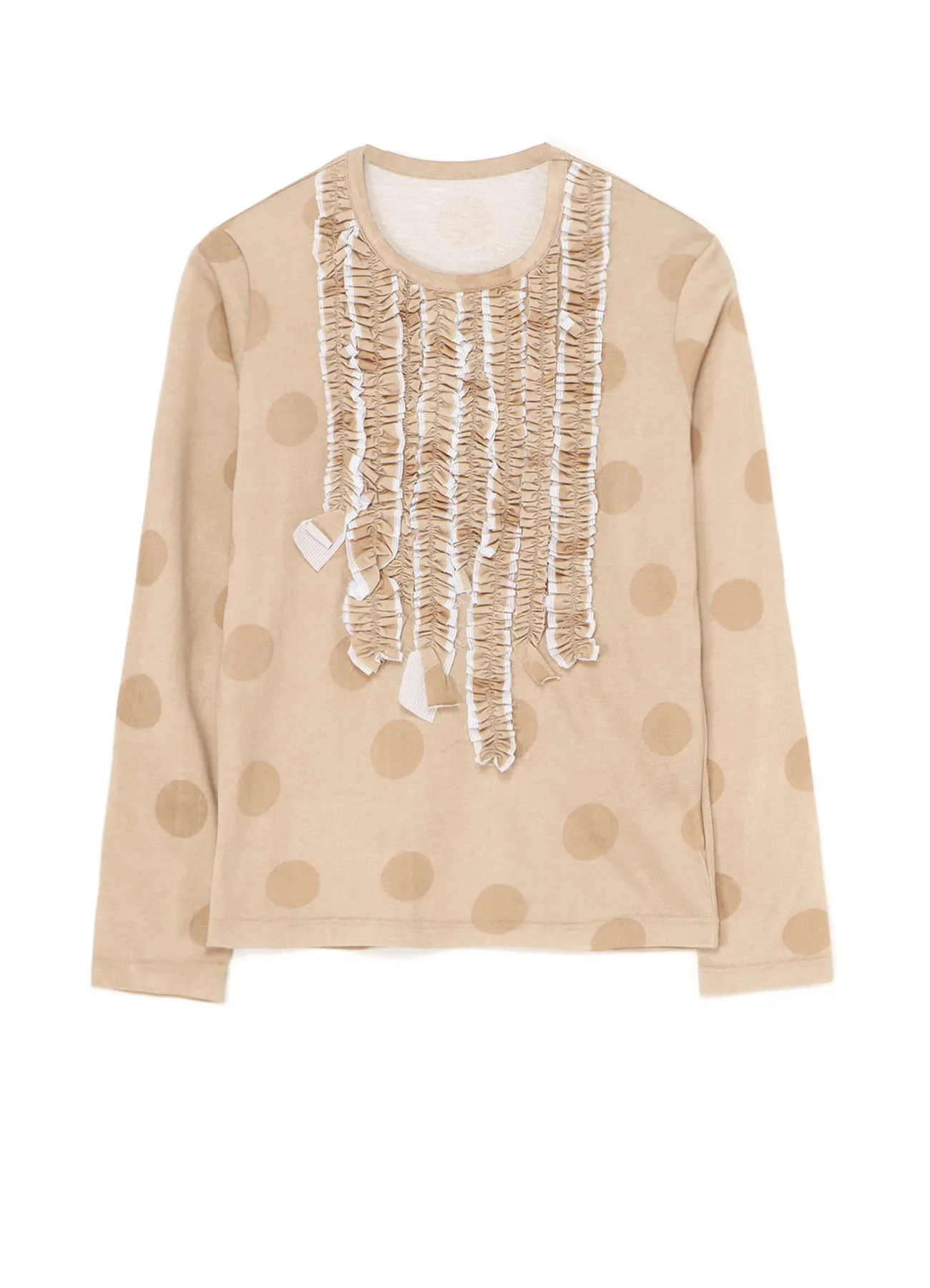 POLKA DOT LONG SLEEVE T-SHIRT WITH GATHERED DETAIL sold by Yohji Yamamoto