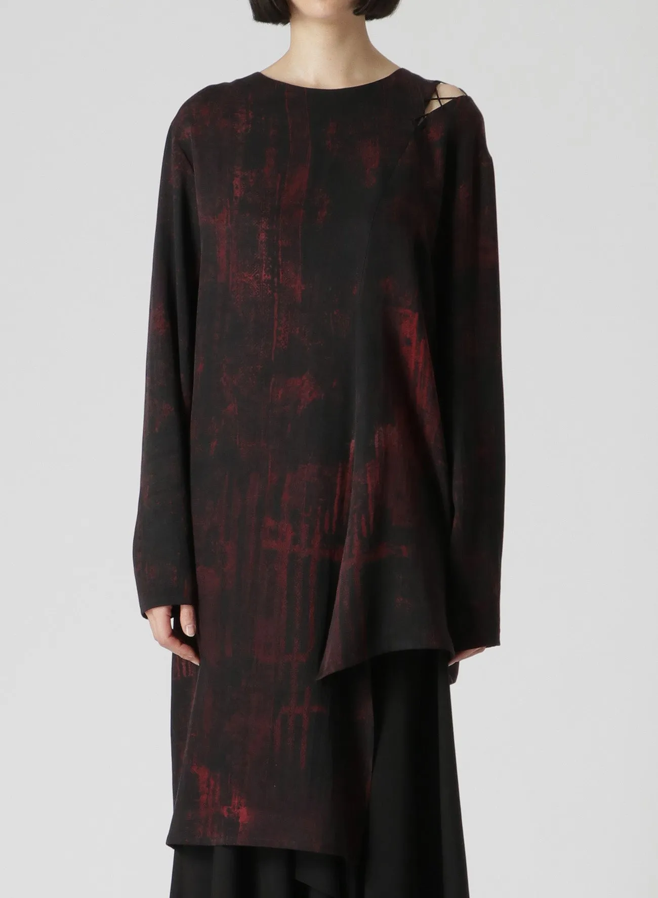 CUPRO/RAYON TWILL LACE-UP SHOULDER DETAIL TOP sold by Yohji Yamamoto product image thumbnail 4