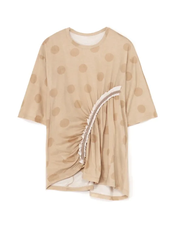 POLKA DOT PRINT T-SHIRT WITH GATHERED DETAIL B sold by Yohji Yamamoto