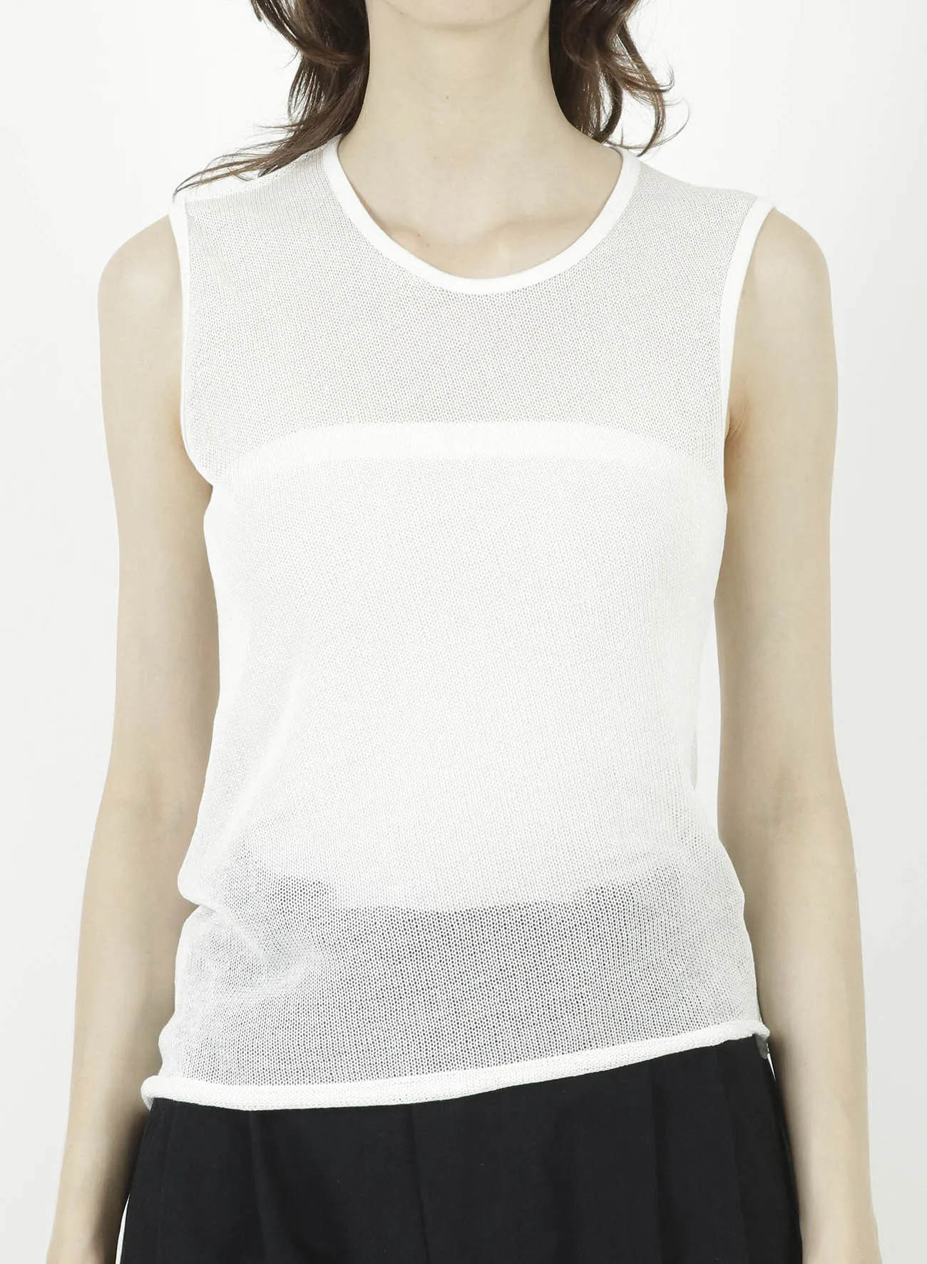 COTTON FAUX LINEN KNIT ASYMME TANK TOP sold by Yohji Yamamoto product image thumbnail 4