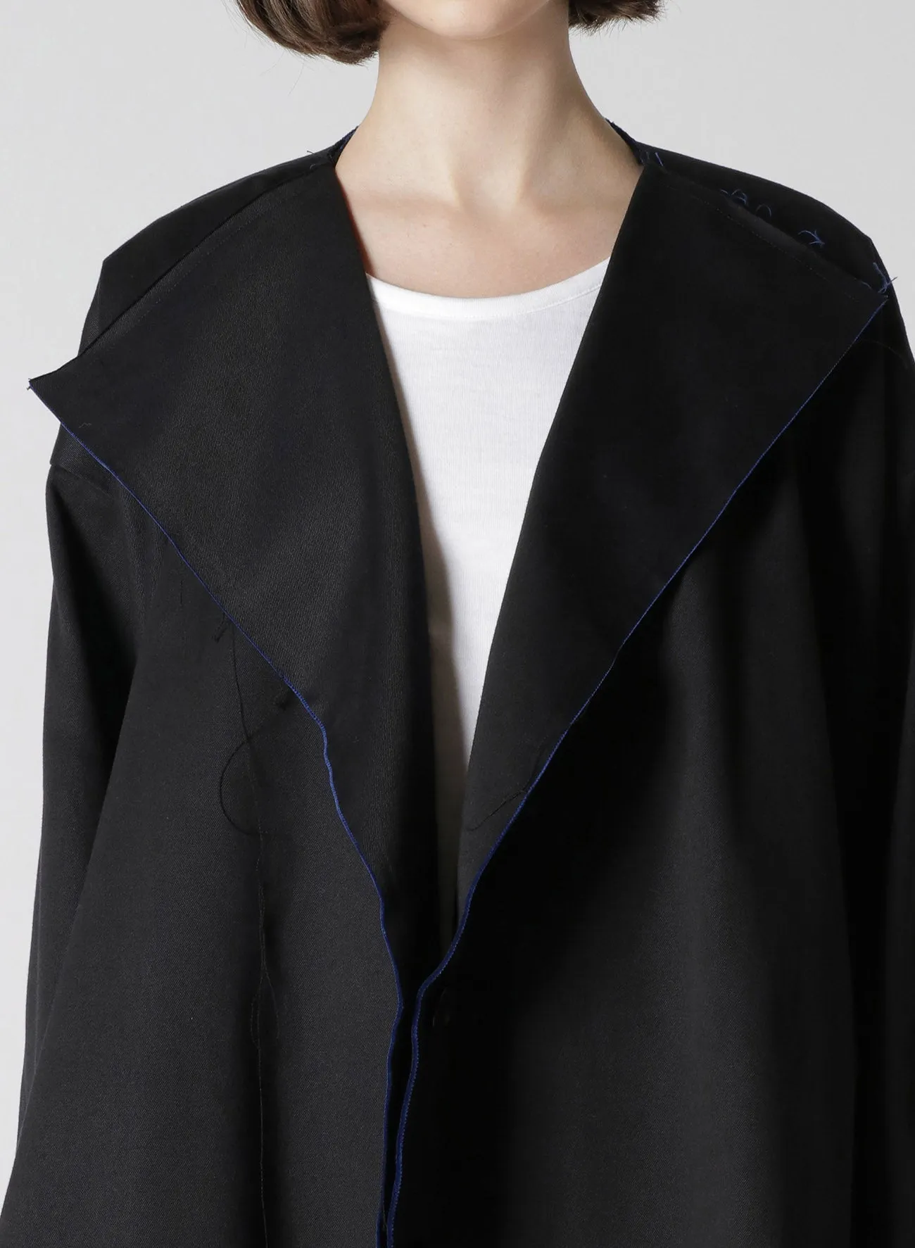 DOUBLE FACED TWILL NO COLLAR SHORT COAT sold by Yohji Yamamoto product image thumbnail 5