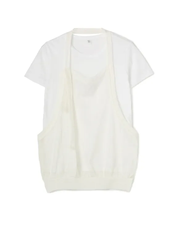 PLAIN STITCH x FAUX LINEN APRON HALF SLEEVE T sold by Yohji Yamamoto