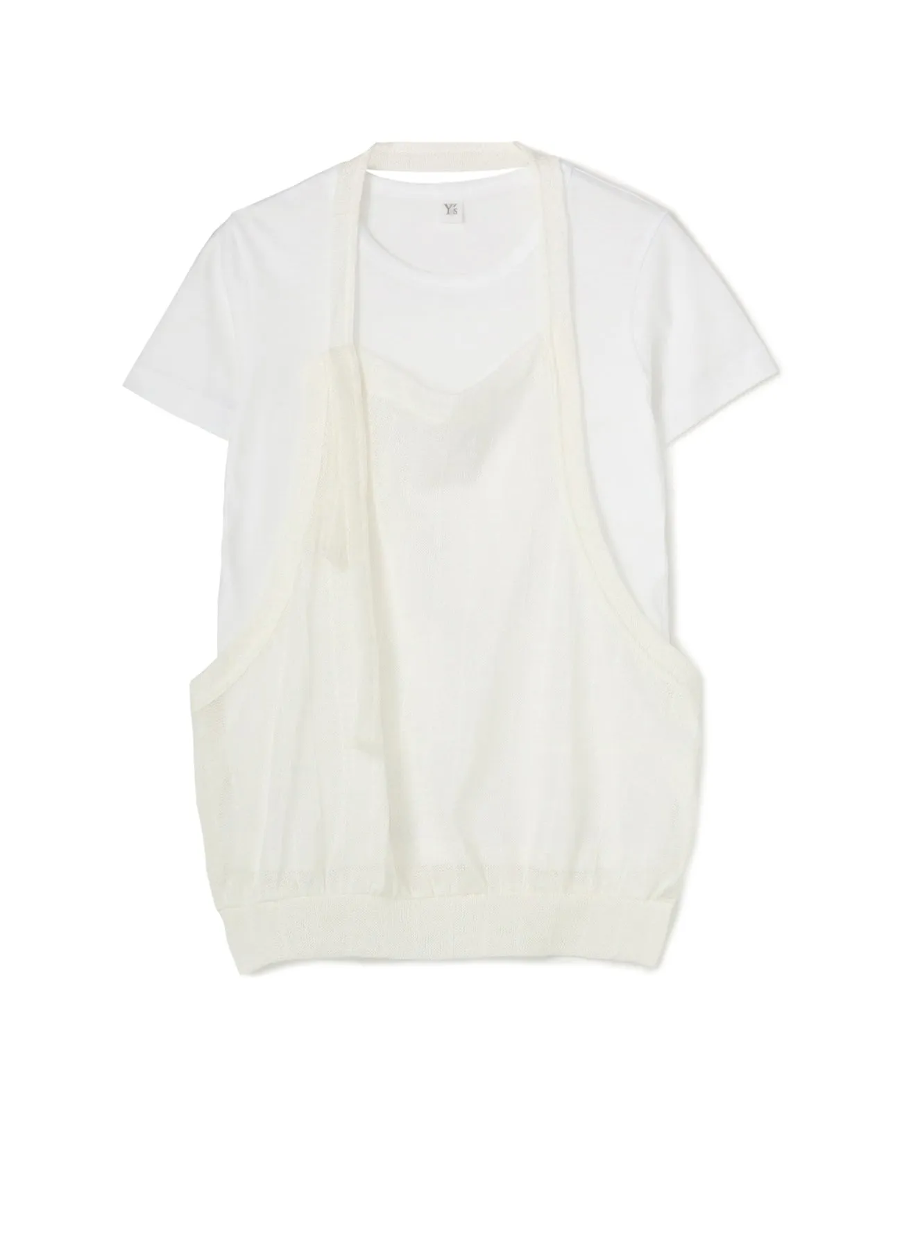 PLAIN STITCH x FAUX LINEN APRON HALF SLEEVE T sold by Yohji Yamamoto