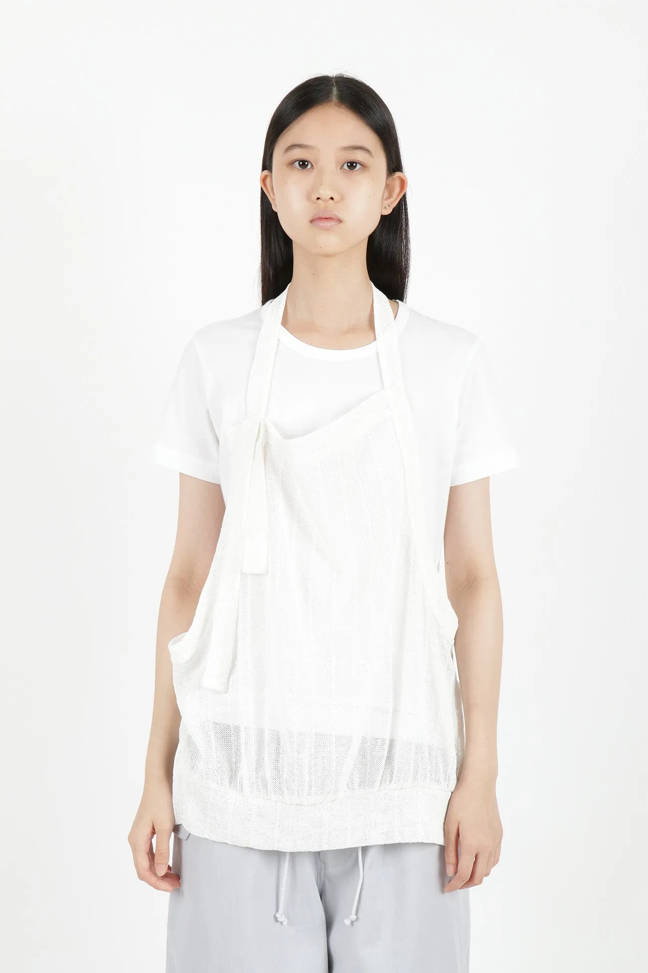 PLAIN STITCH x FAUX LINEN APRON HALF SLEEVE T sold by Yohji Yamamoto product image thumbnail 4