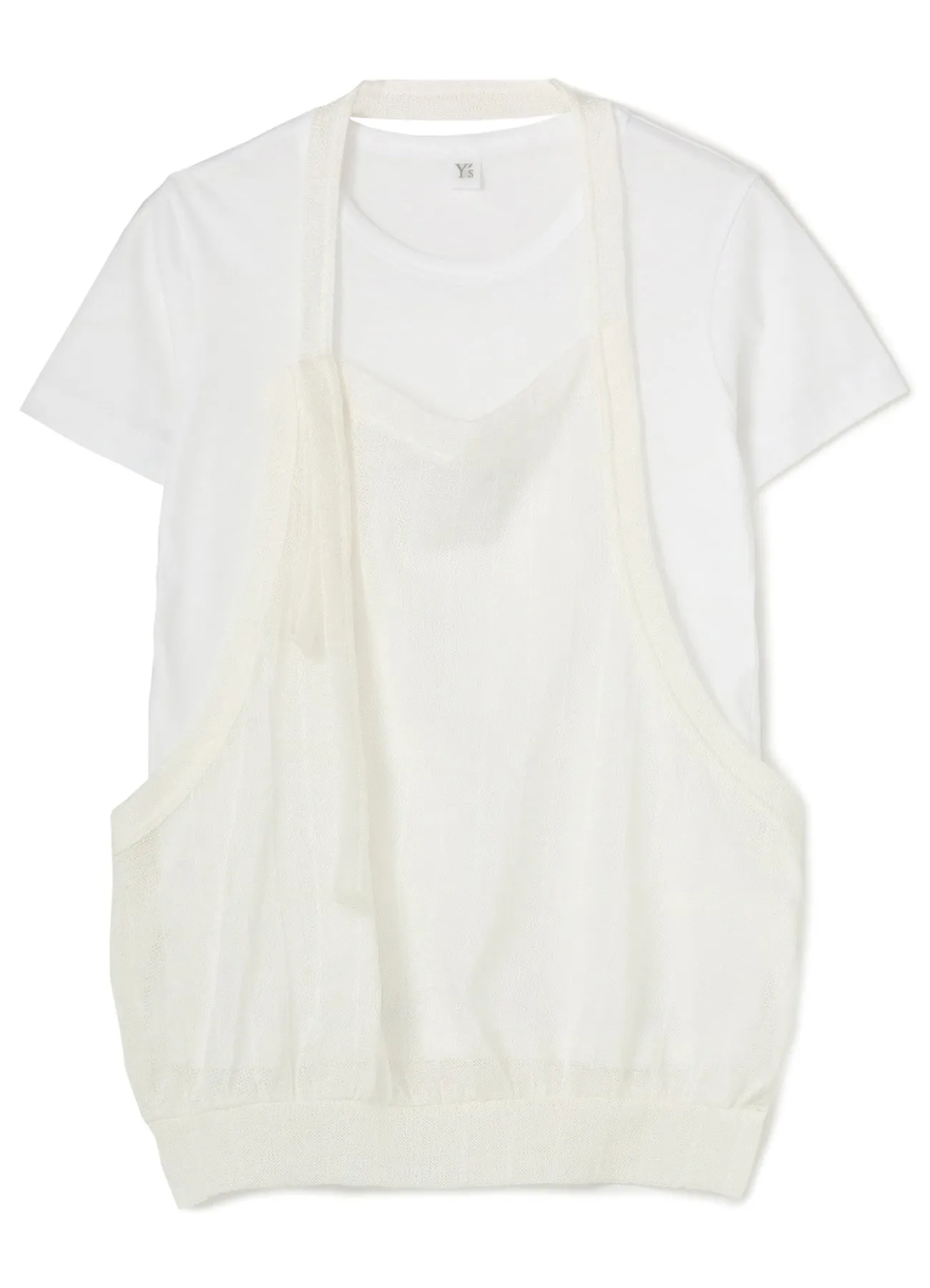 PLAIN STITCH x FAUX LINEN APRON HALF SLEEVE T sold by Yohji Yamamoto product image thumbnail 2