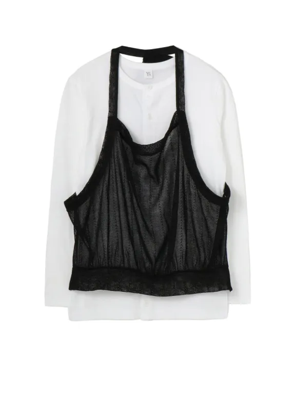 PLAIN STITCH x FAUX LINEN APRON CARDIGAN sold by Yohji Yamamoto